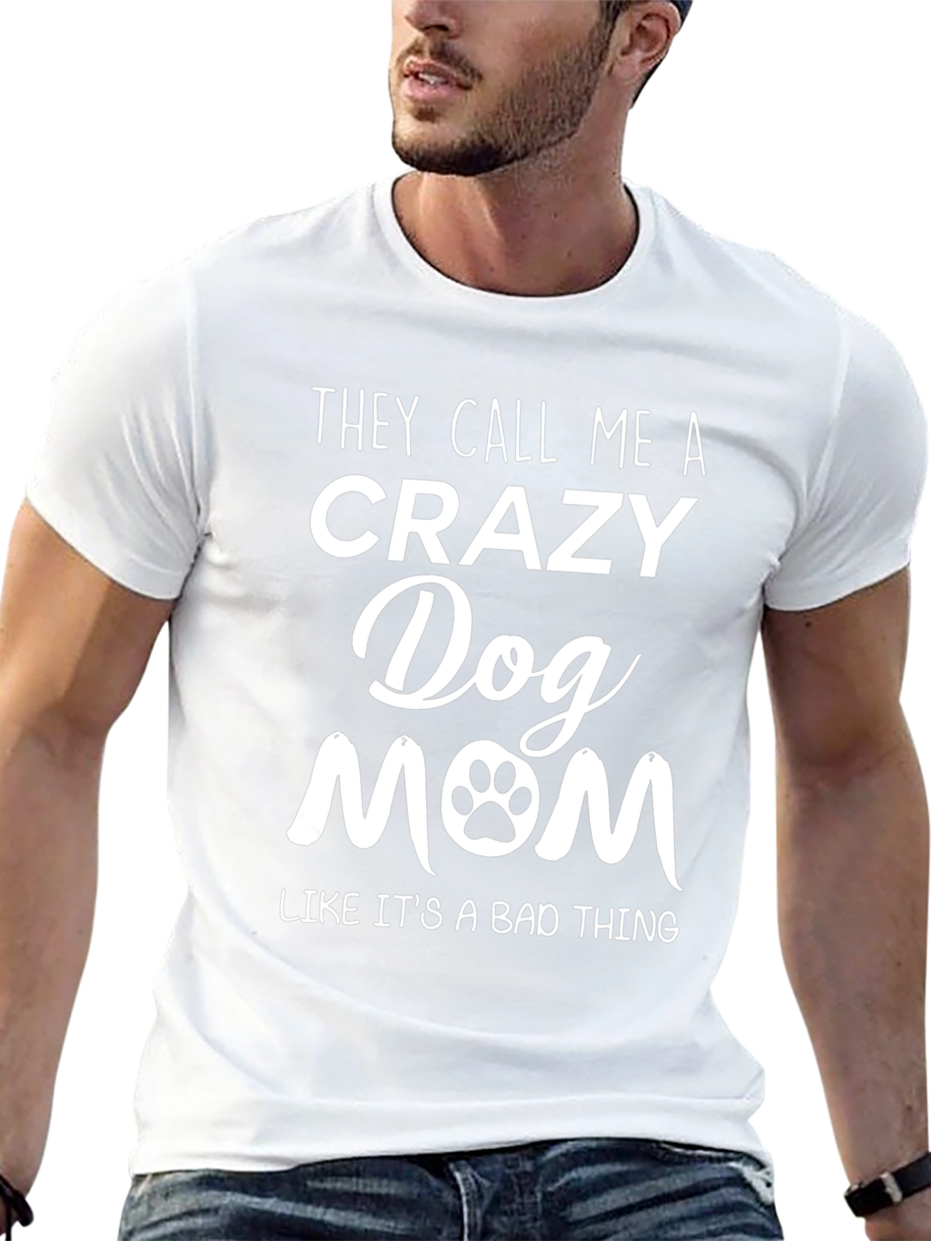Crazy Dog Mom Tee - Paw Print Graphic T-Shirt