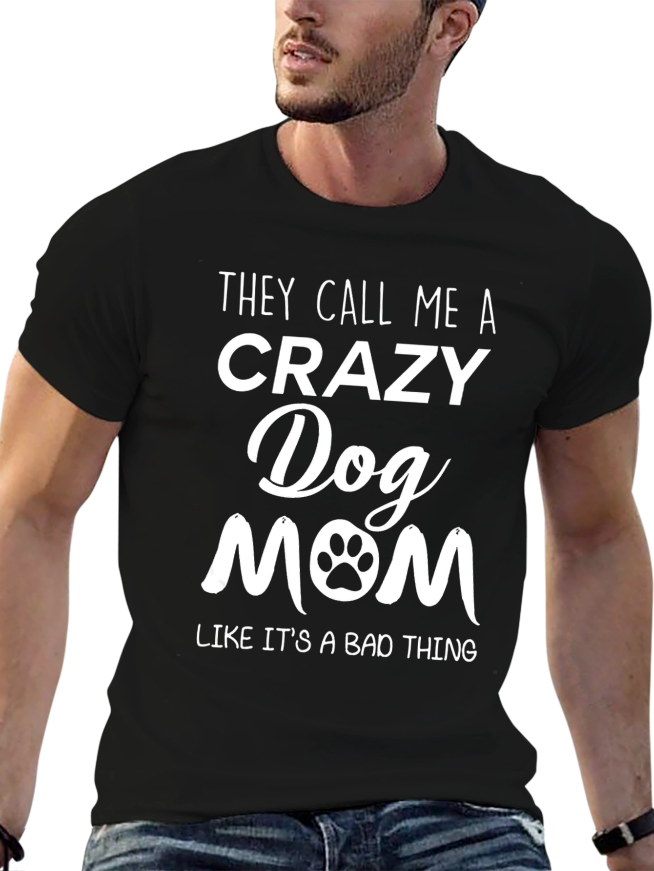 Crazy Dog Mom Tee - Paw Print Graphic T-Shirt