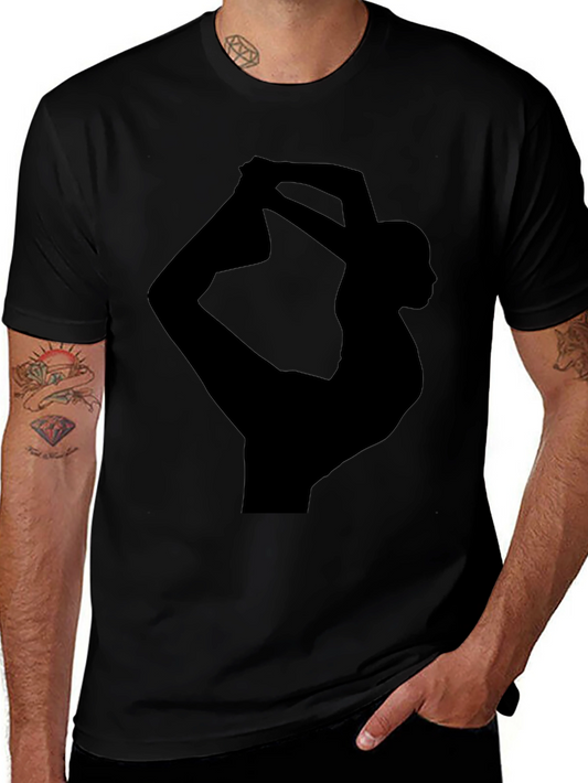 Yoga Pose Graphic Tee - Black Cotton Blend Shirt