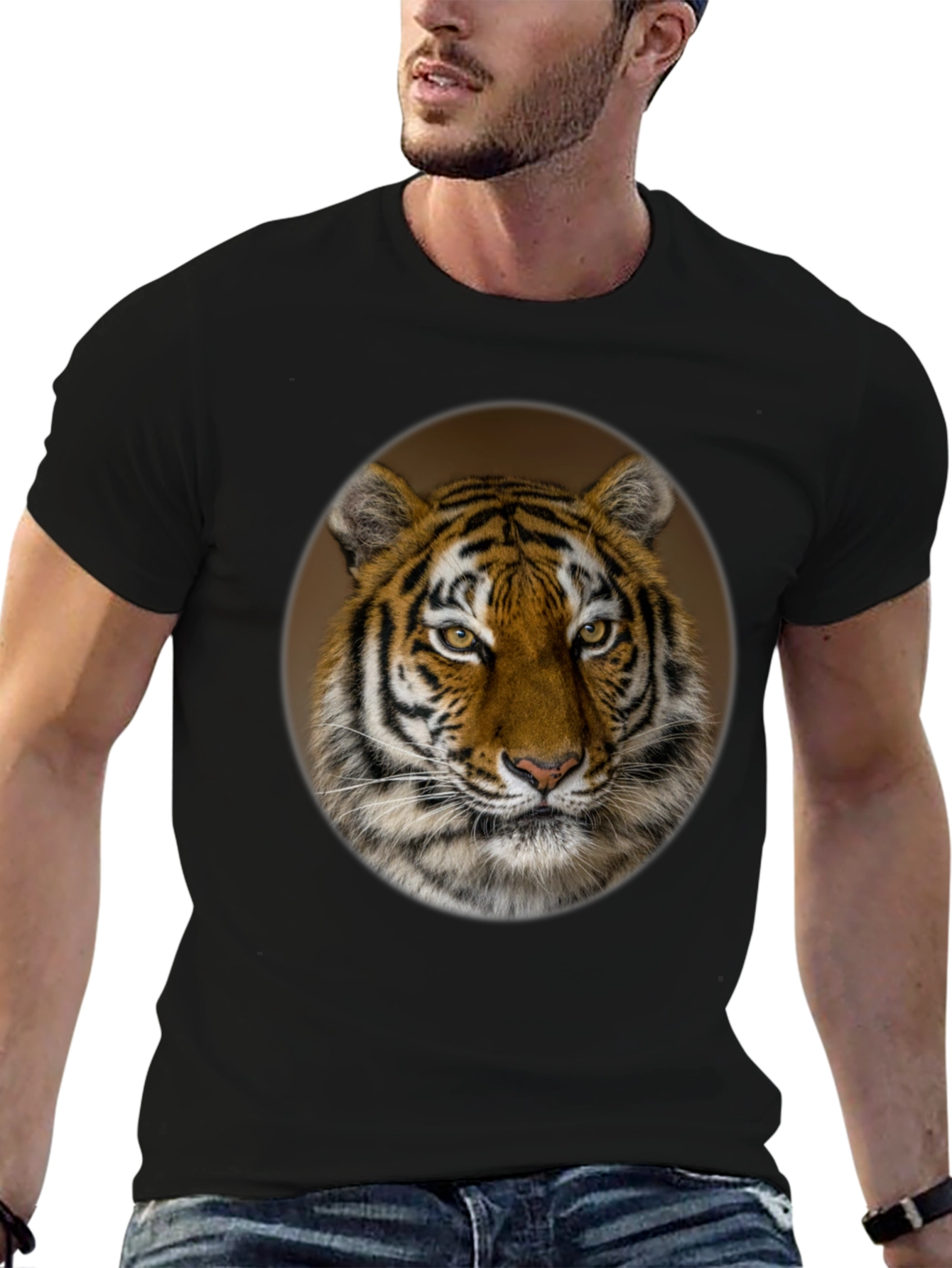 Tiger Portrait Black Graphic T-Shirt