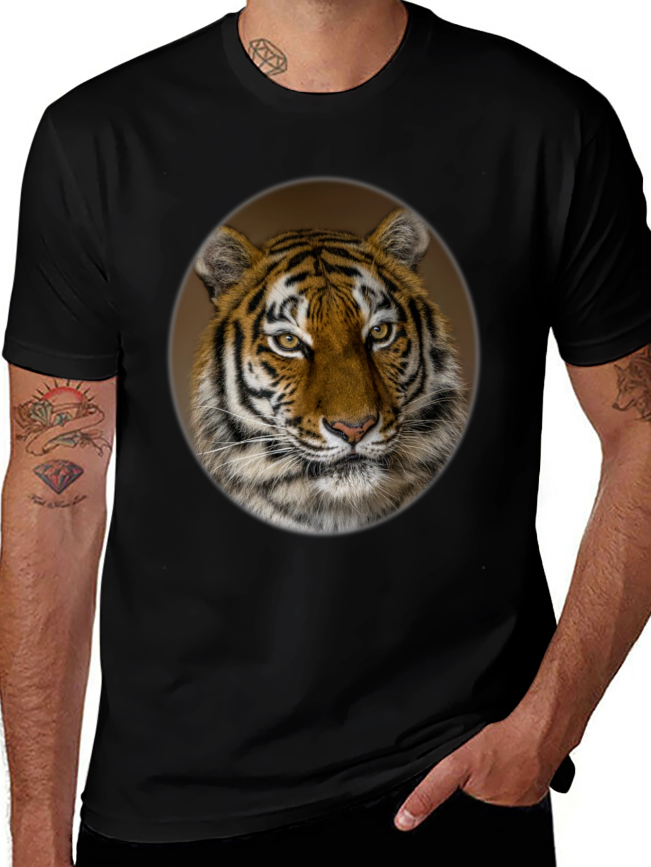 Tiger Portrait Black Graphic T-Shirt