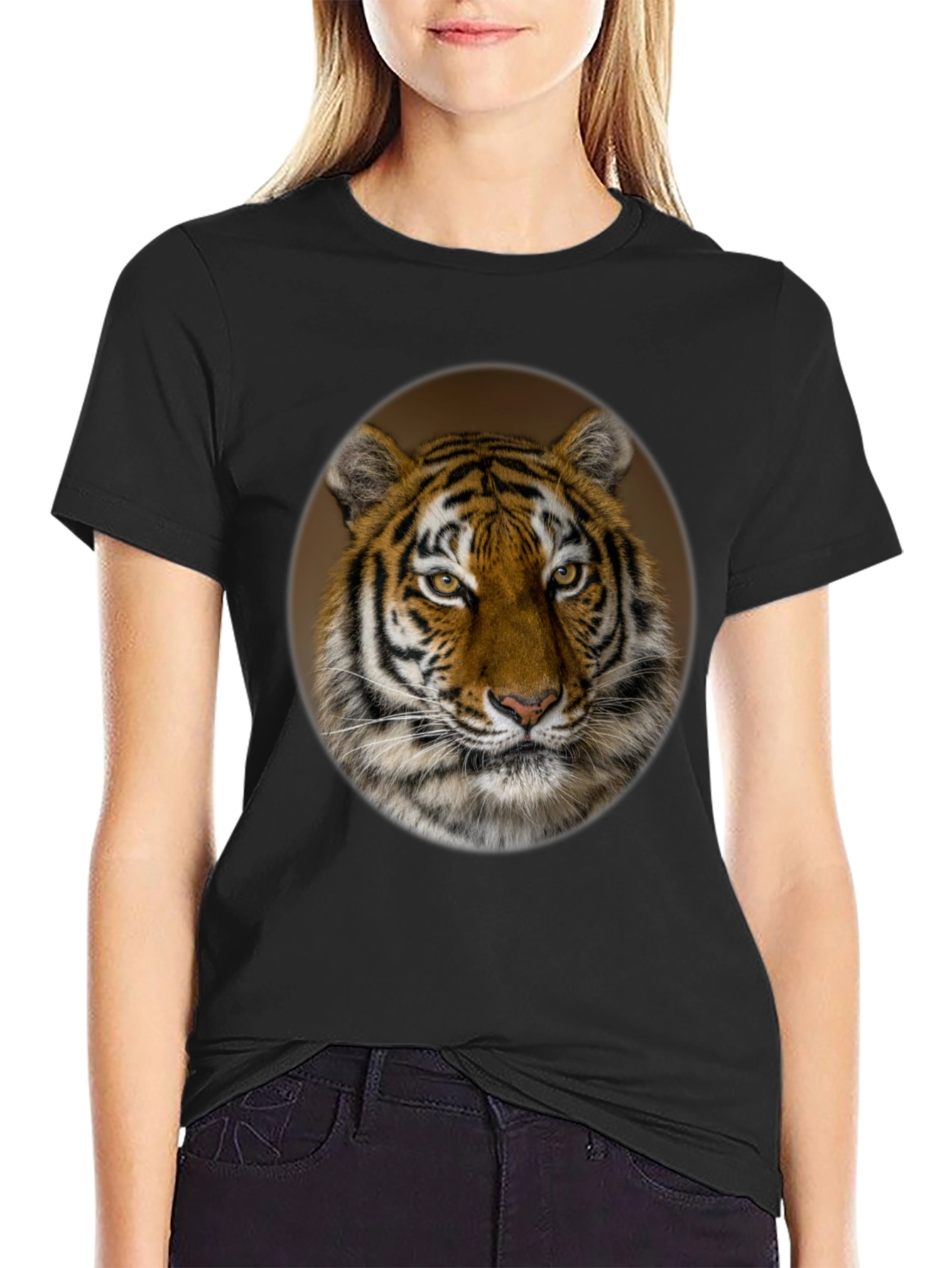 Tiger Portrait Black Graphic T-Shirt