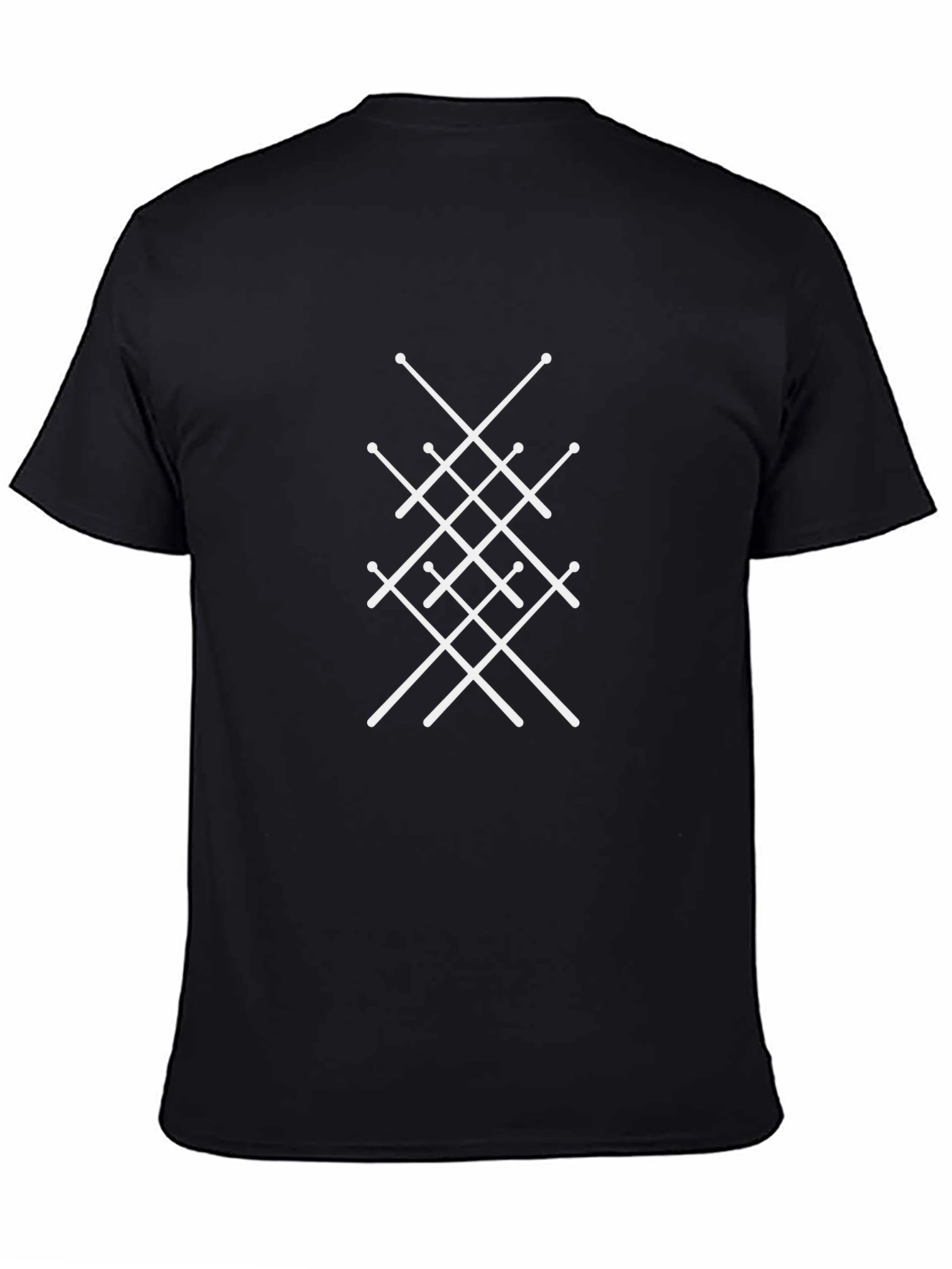 Geometric Sword Design Black T-Shirt