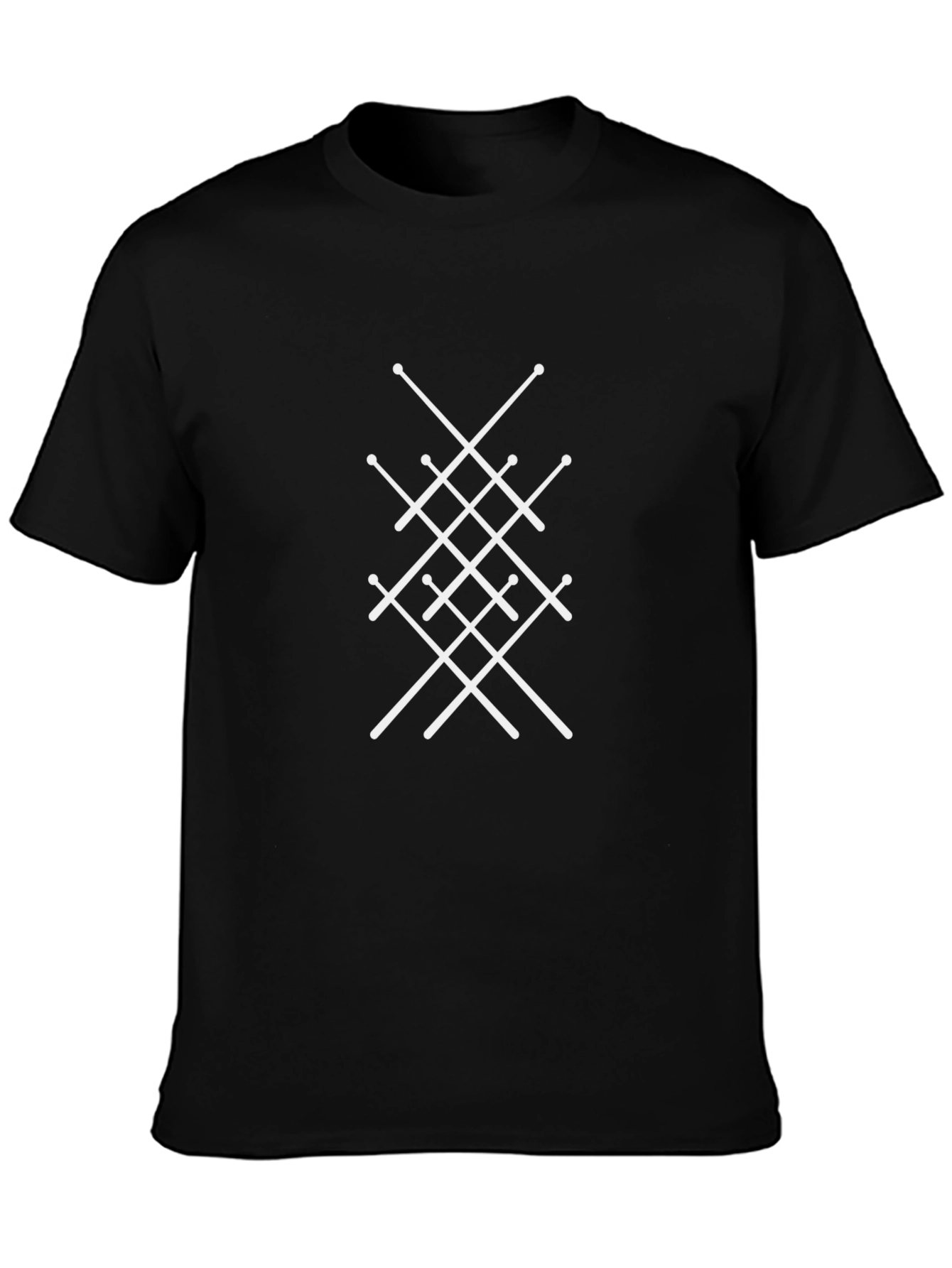 Geometric Sword Design Black T-Shirt