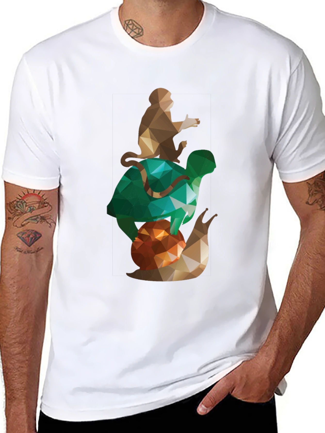 Monkey Turtle Snail Graphic T-Shirt