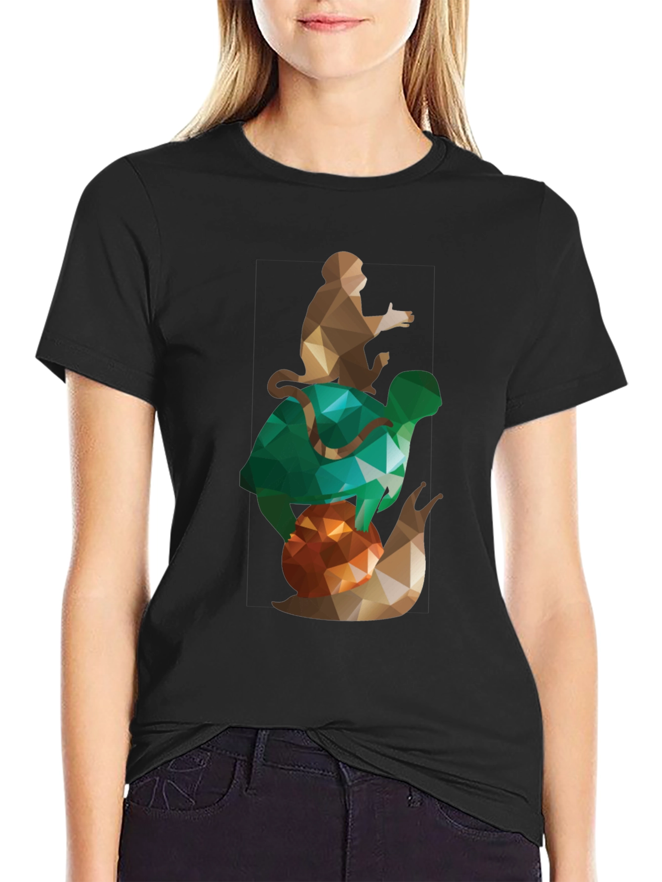 Monkey Turtle Snail Graphic T-Shirt