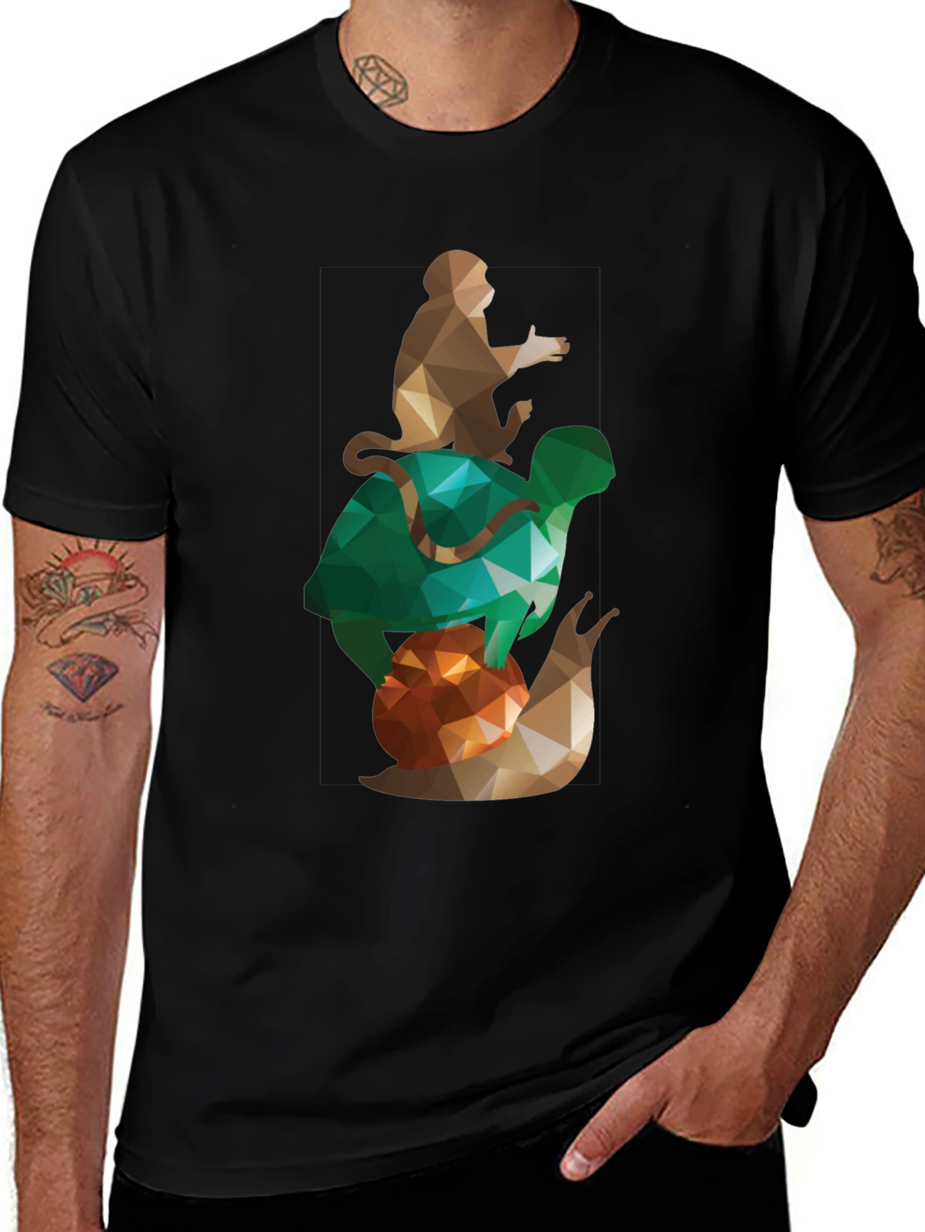 Monkey Turtle Snail Graphic T-Shirt