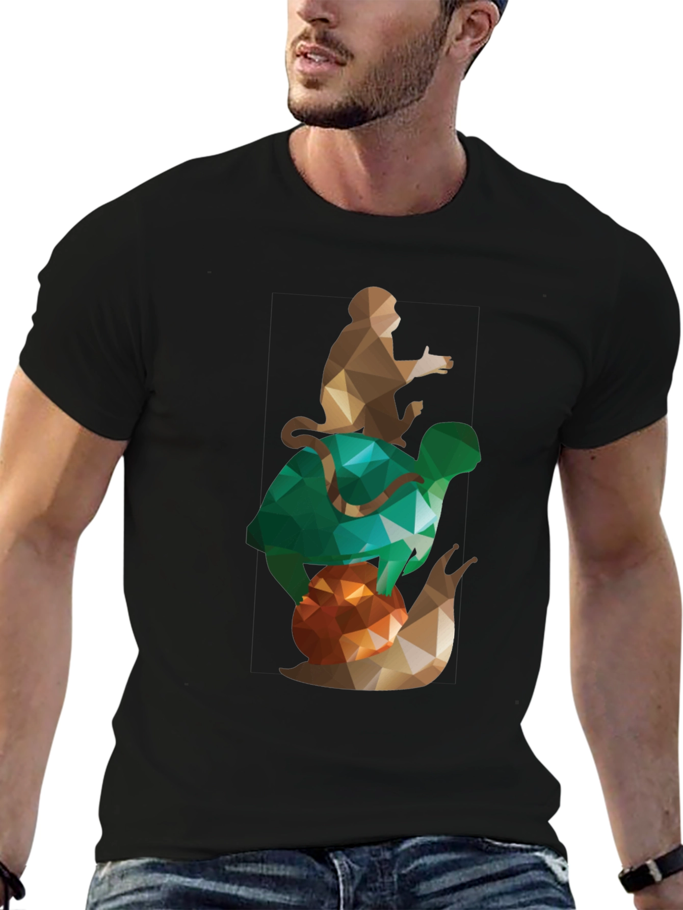 Monkey Turtle Snail Graphic T-Shirt