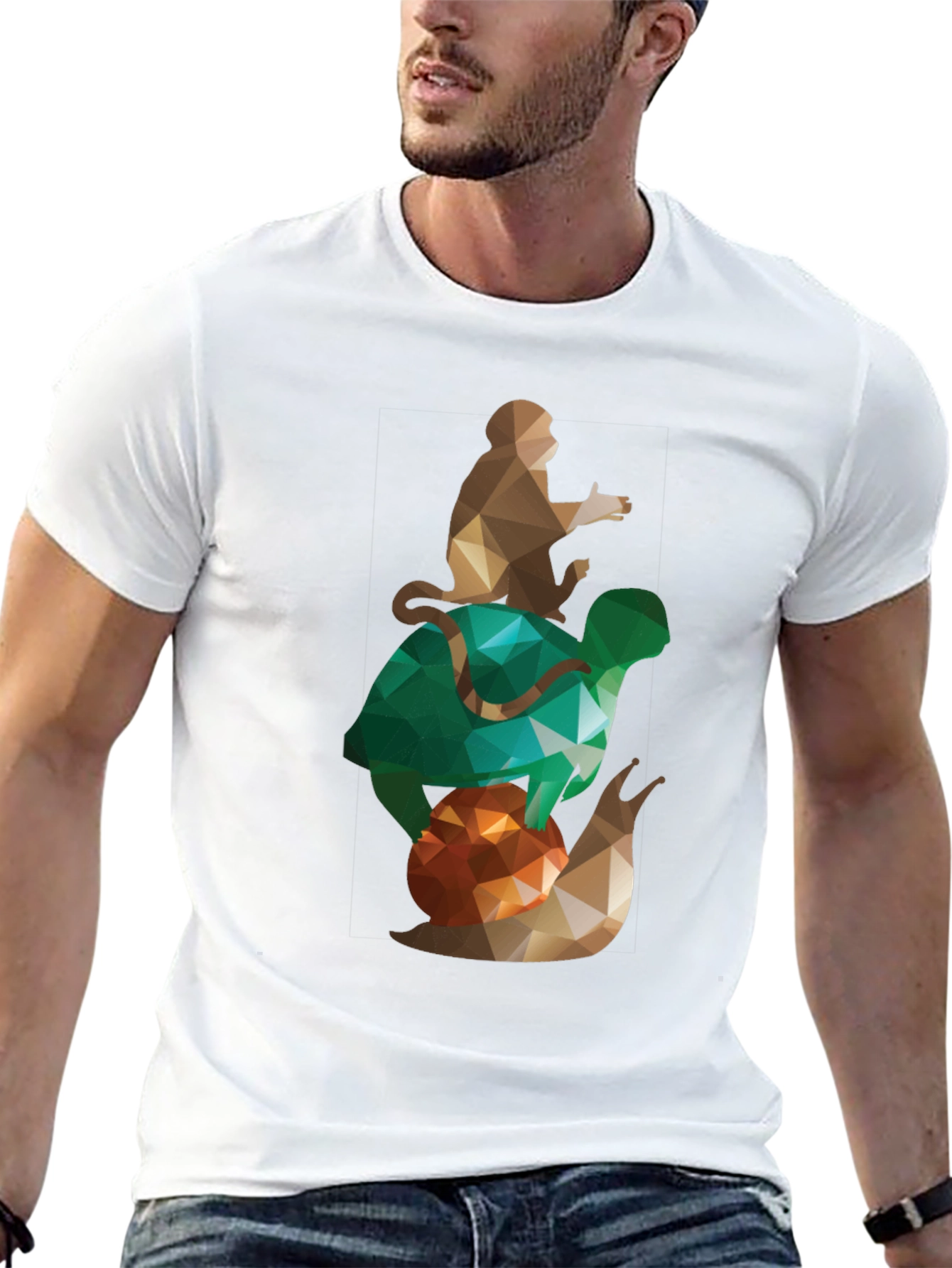 Monkey Turtle Snail Graphic T-Shirt