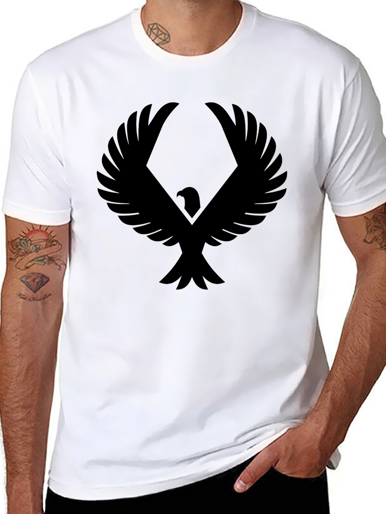 Mens Black Eagle Graphic T-Shirt