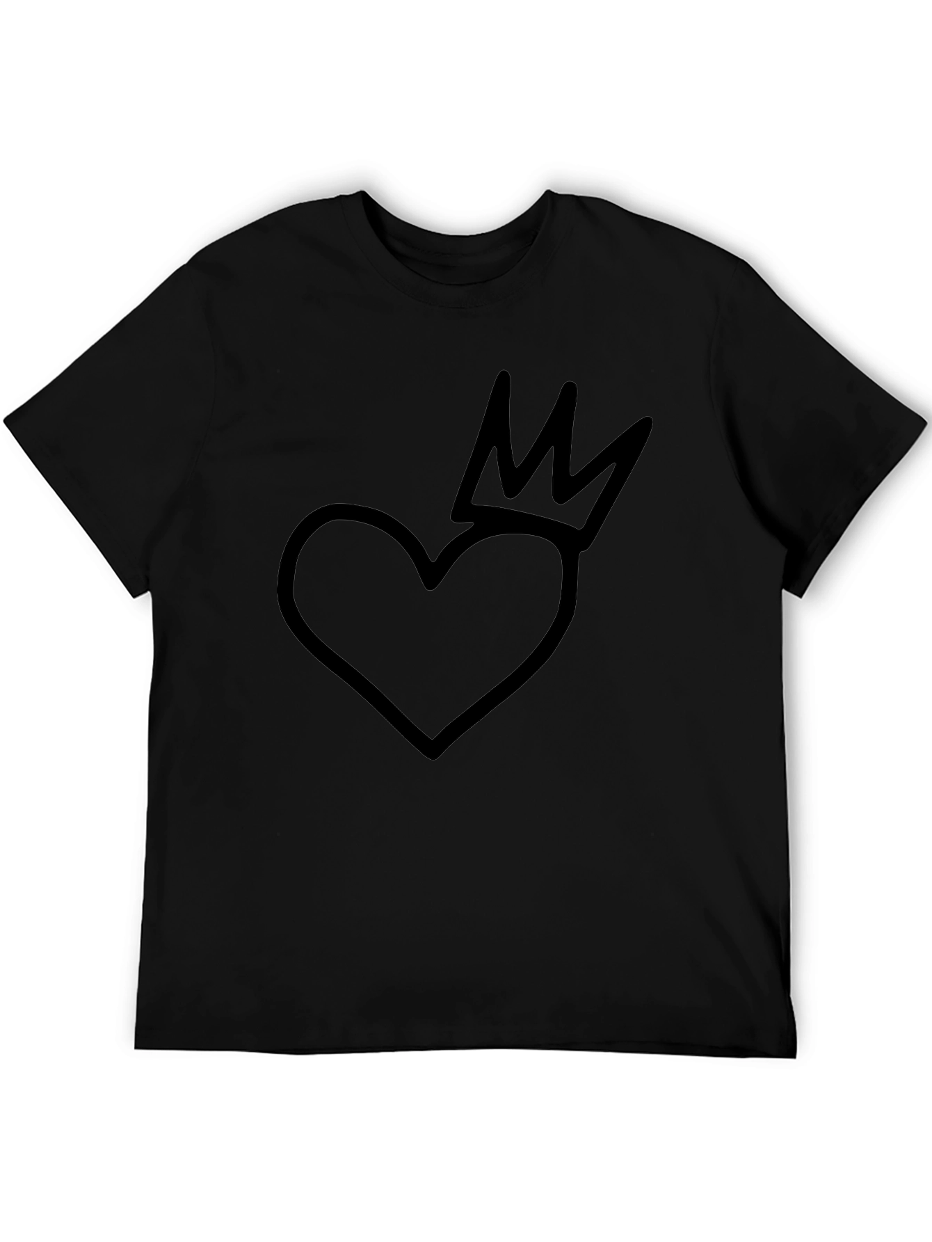 Heart with Crown Graphic Black T-Shirt