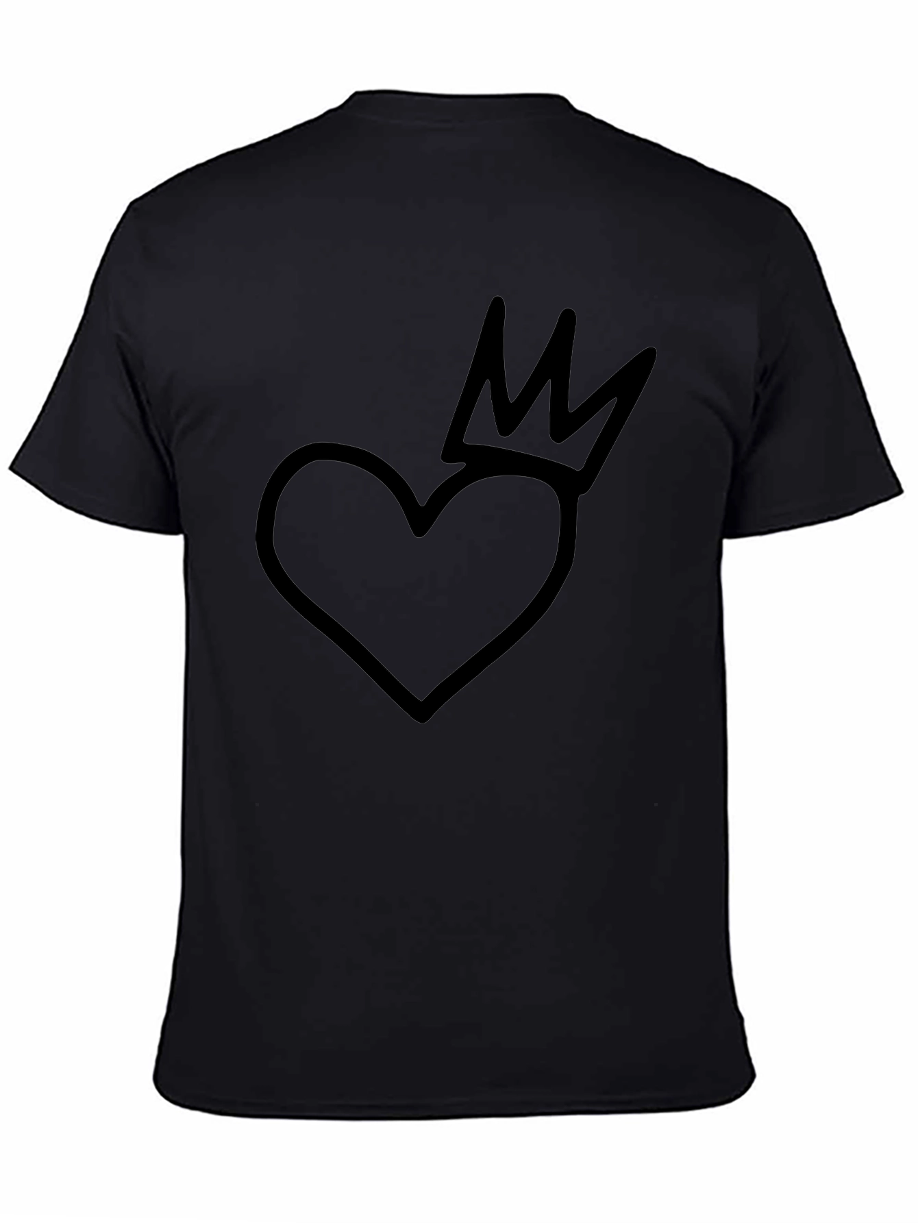 Heart with Crown Graphic Black T-Shirt