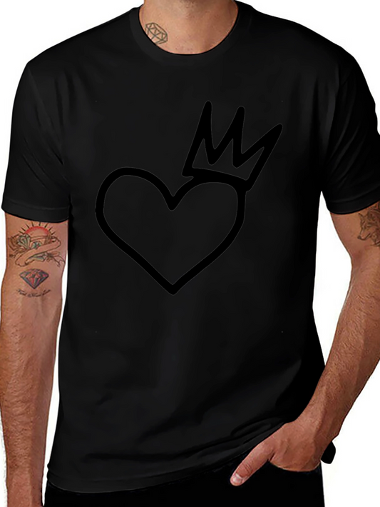 Heart with Crown Graphic Black T-Shirt