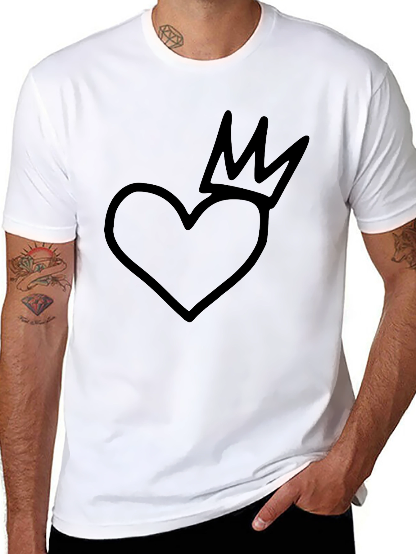Heart with Crown Graphic Black T-Shirt
