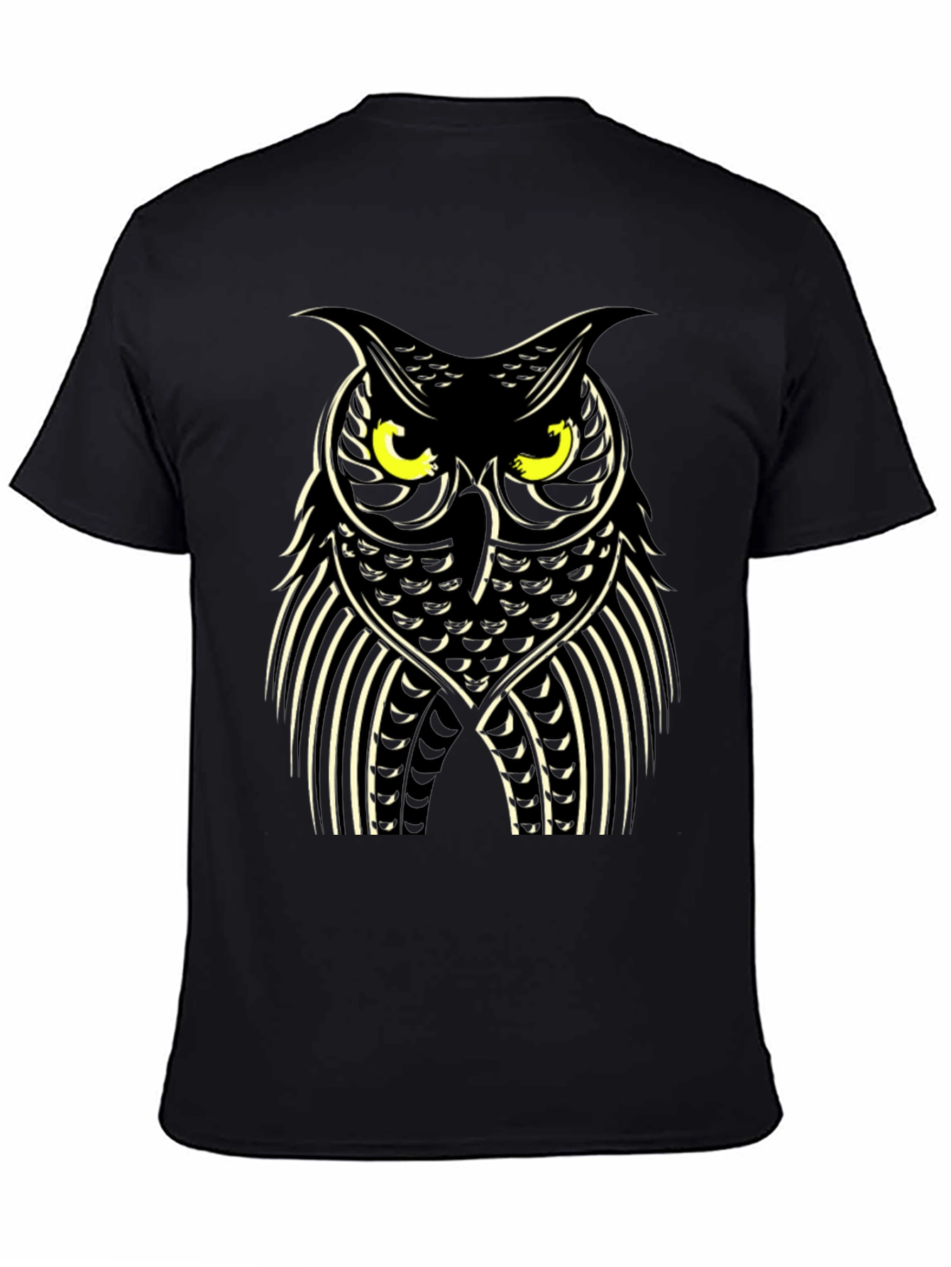 Owl Graphic Print Black T-Shirt