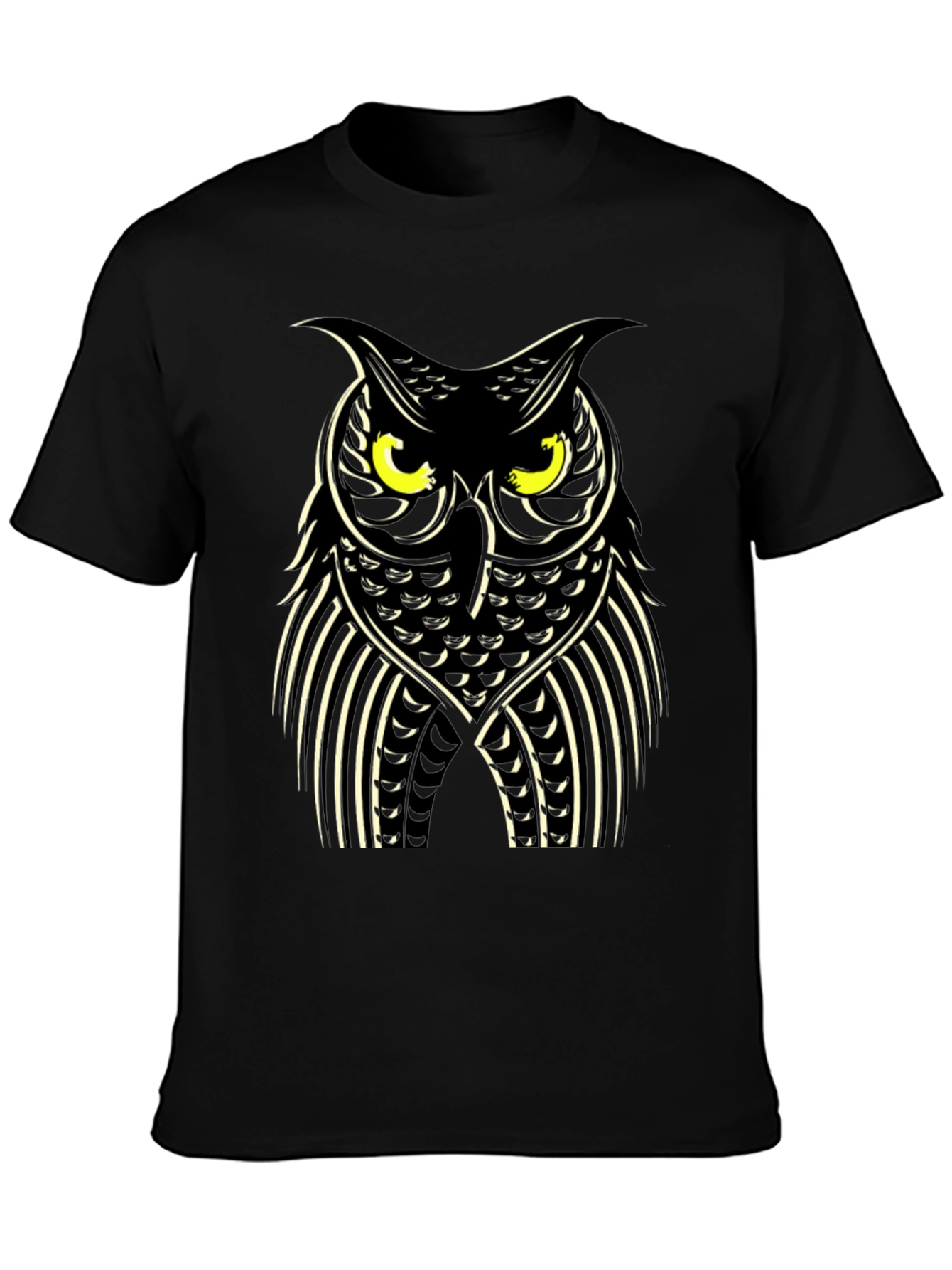 Owl Graphic Print Black T-Shirt