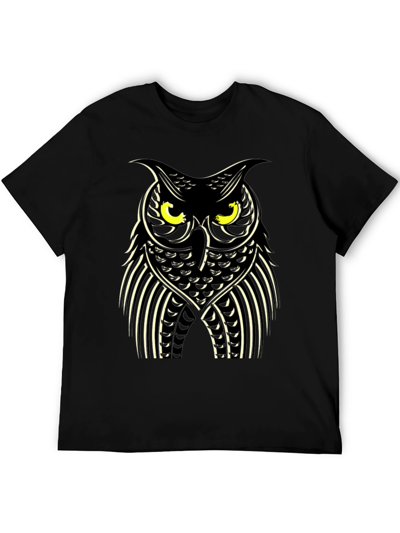 Owl Graphic Print Black T-Shirt