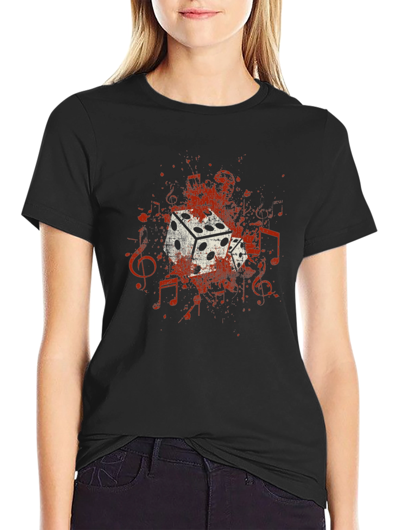 Dice and Music Note Graphic Tee - Unisex
