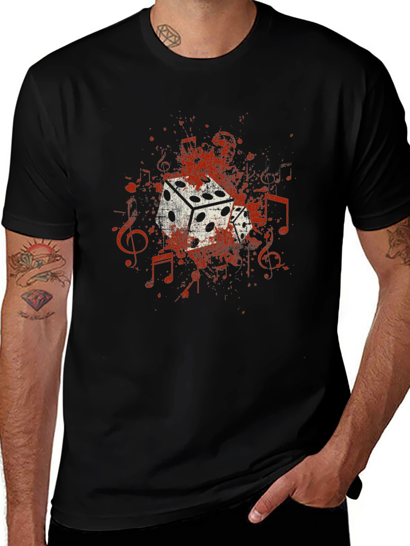 Dice and Music Note Graphic Tee - Unisex
