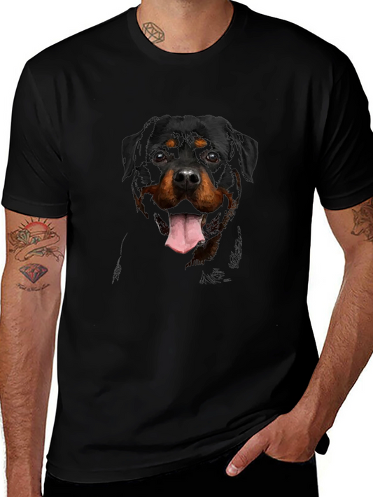 Rottweiler Dog Graphic Print Black T-Shirt
