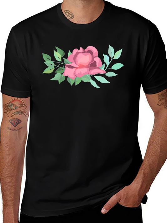 Black Floral T-Shirt: Elegant Botanical Design