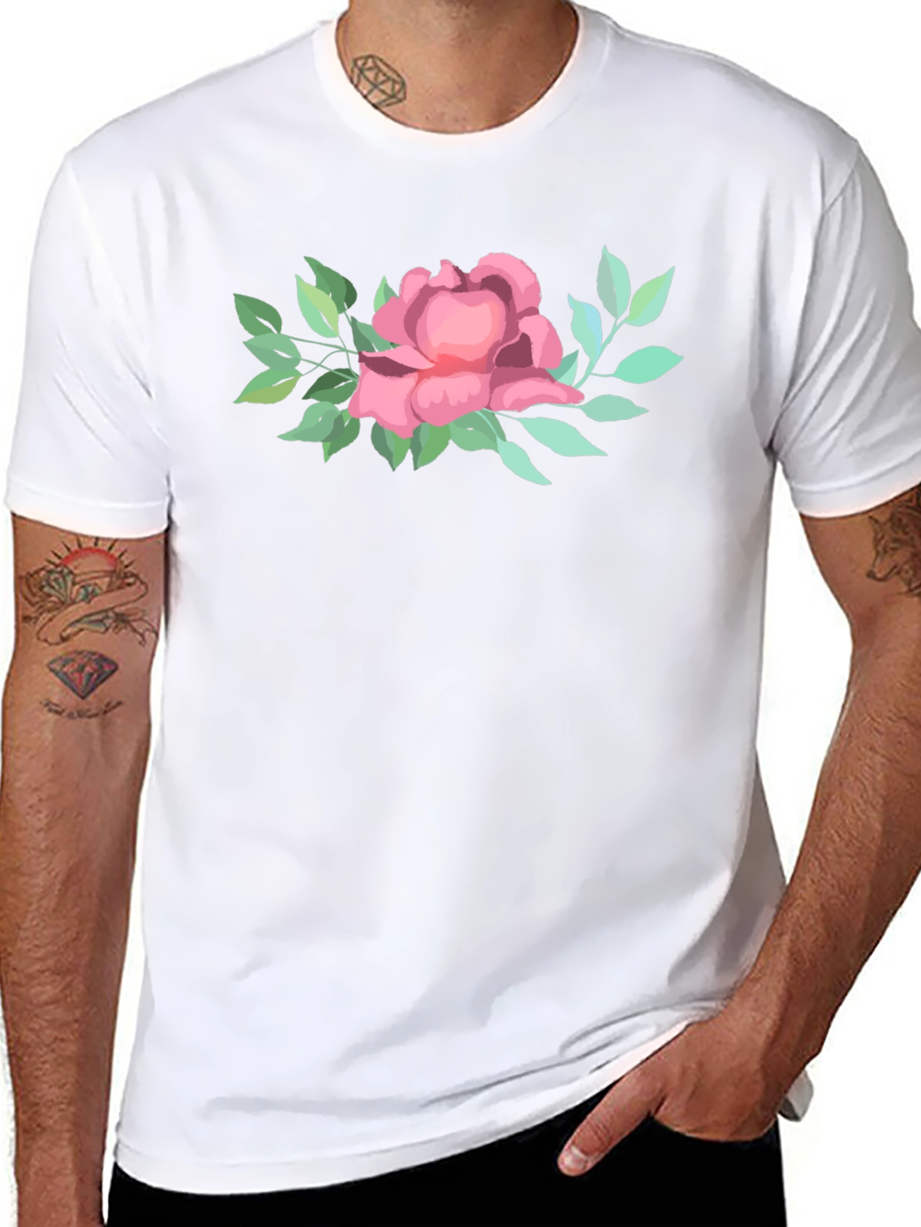 Black Floral T-Shirt: Elegant Botanical Design