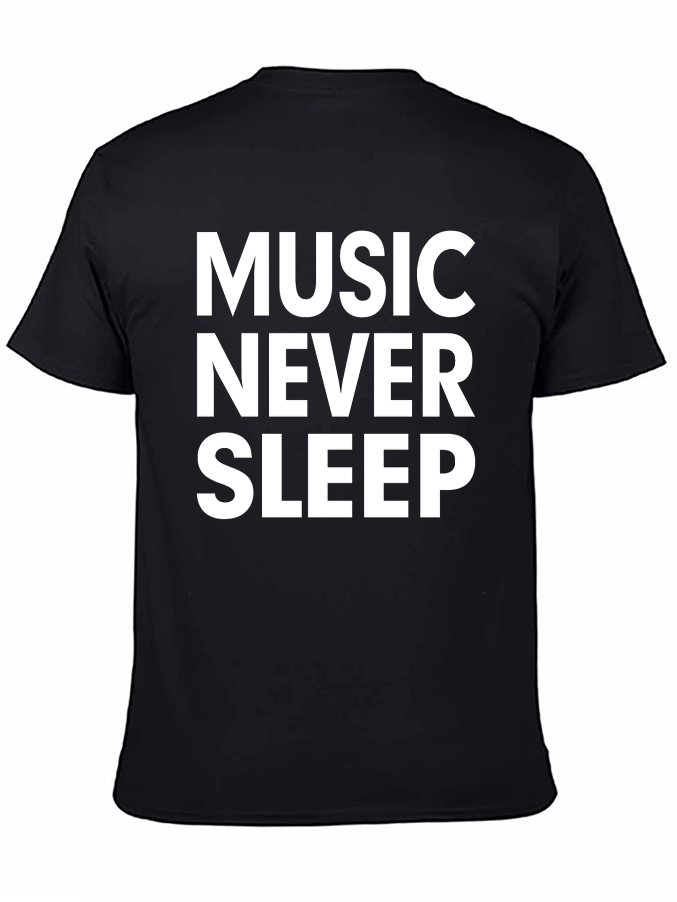 Music Never Sleep Graphic Tee - Black Cotton T-Shirt