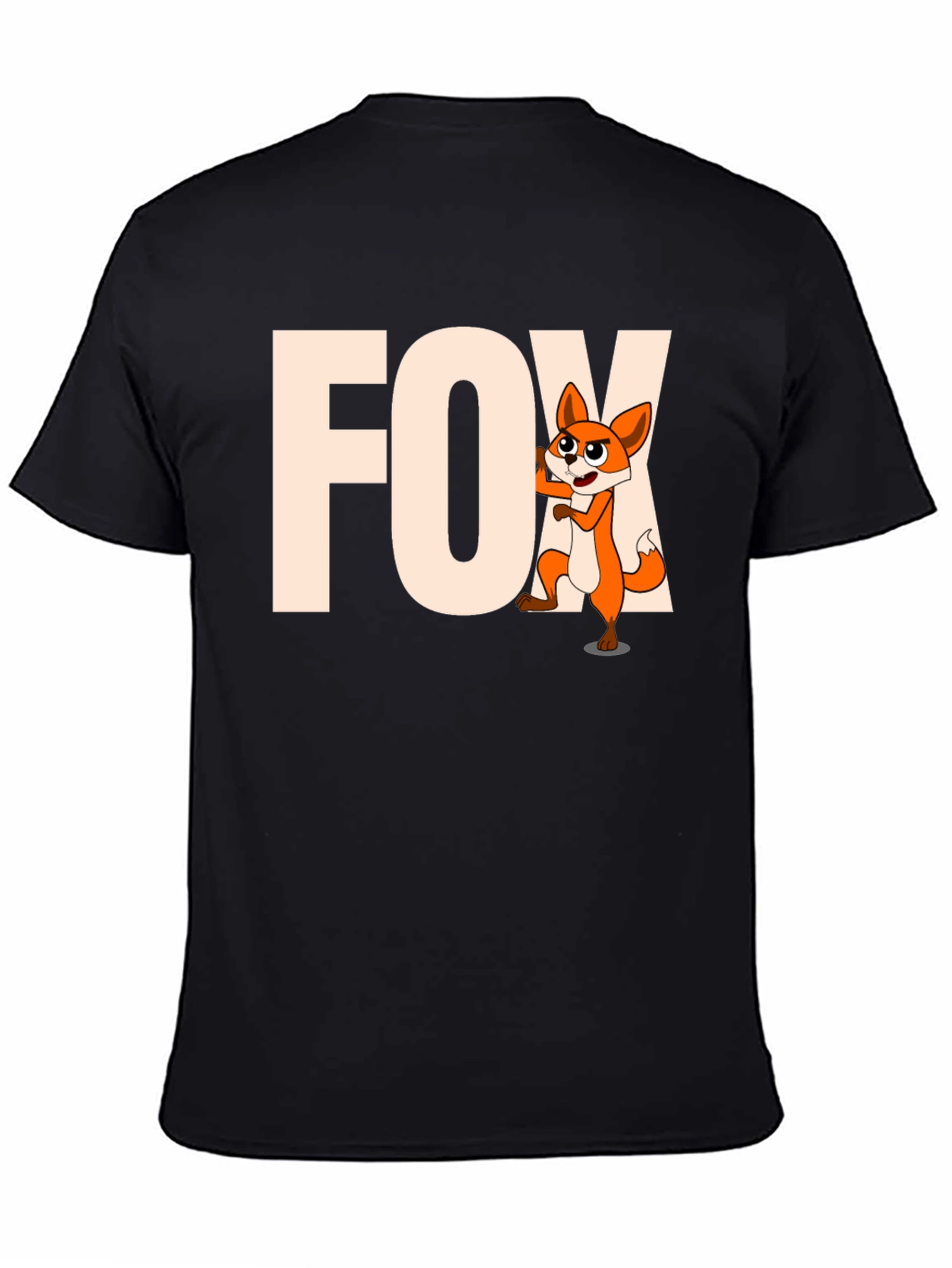 Funny Fox Cartoon Graphic Tee - Black Unisex T-Shirt
