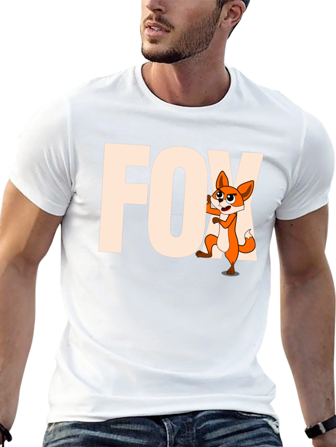 Funny Fox Cartoon Graphic Tee - Black Unisex T-Shirt