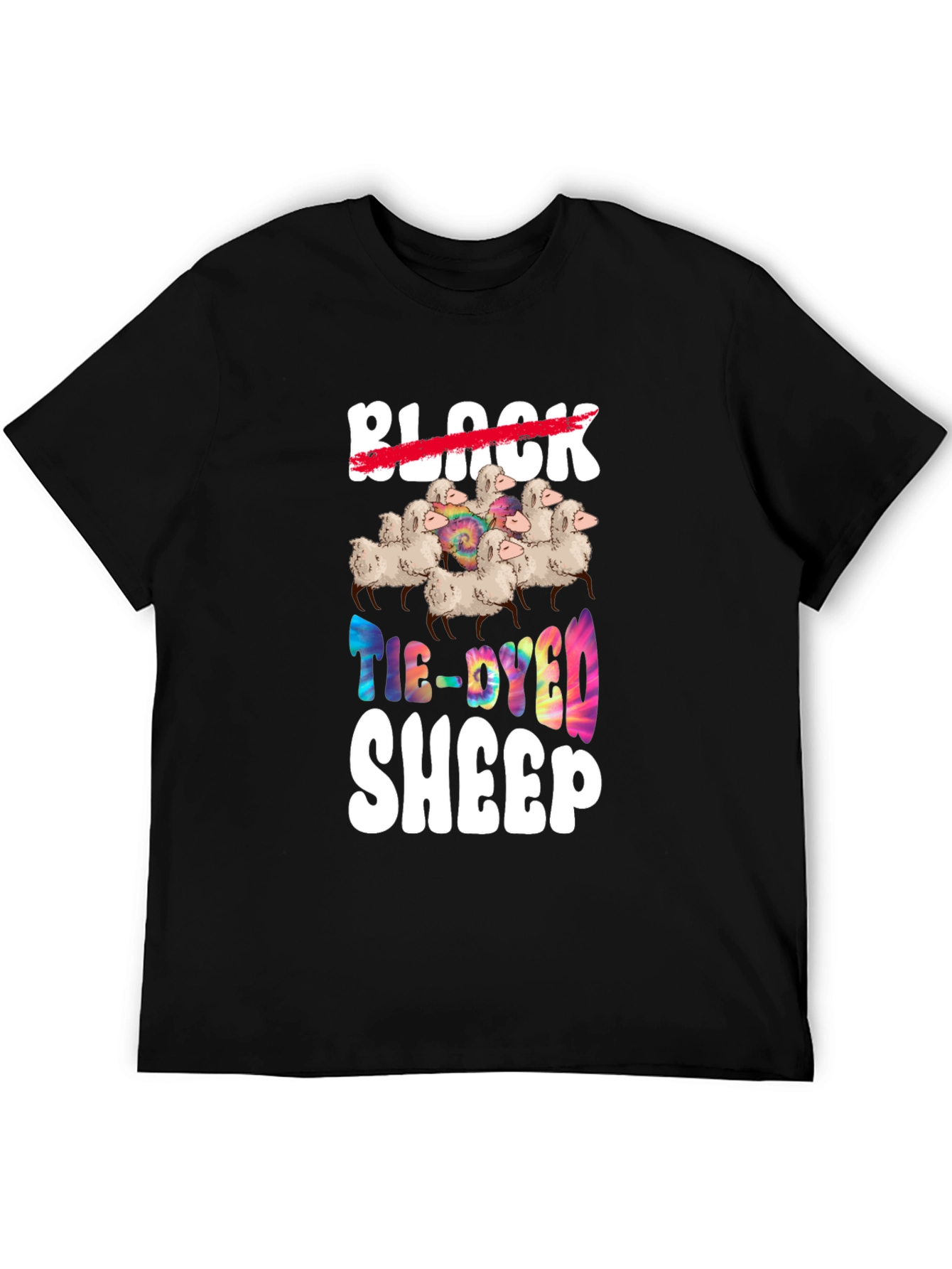 Tie-Dyed Sheep Graphic T-Shirt