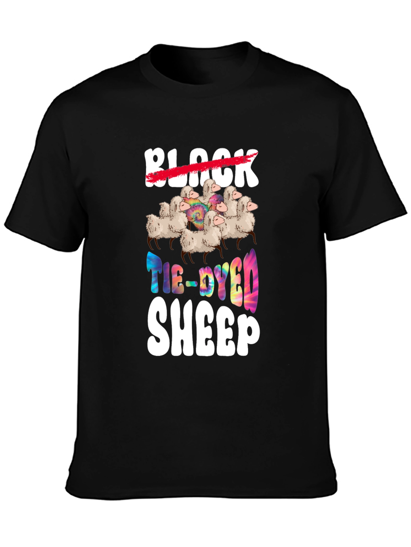 Tie-Dyed Sheep Graphic T-Shirt