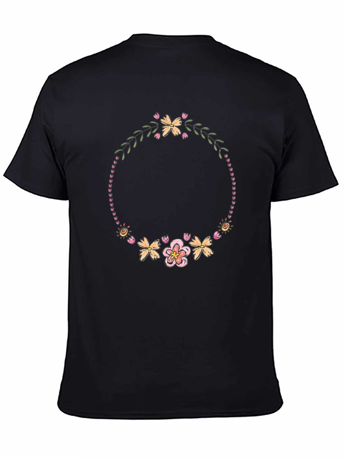 Floral Wreath T-Shirt - Black