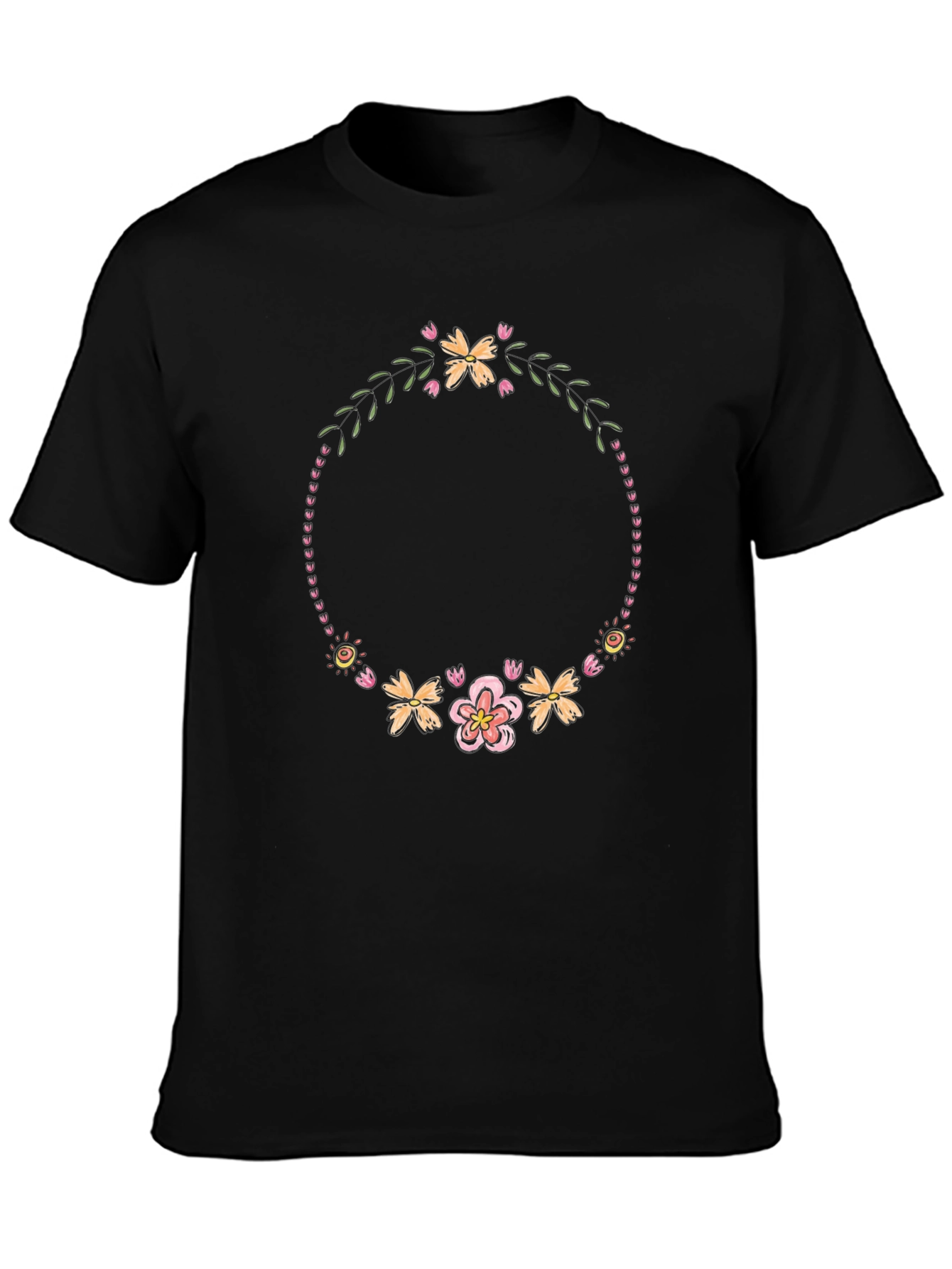 Floral Wreath T-Shirt - Black