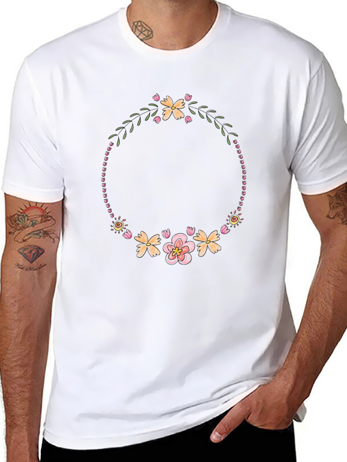 Floral Wreath T-Shirt - Black