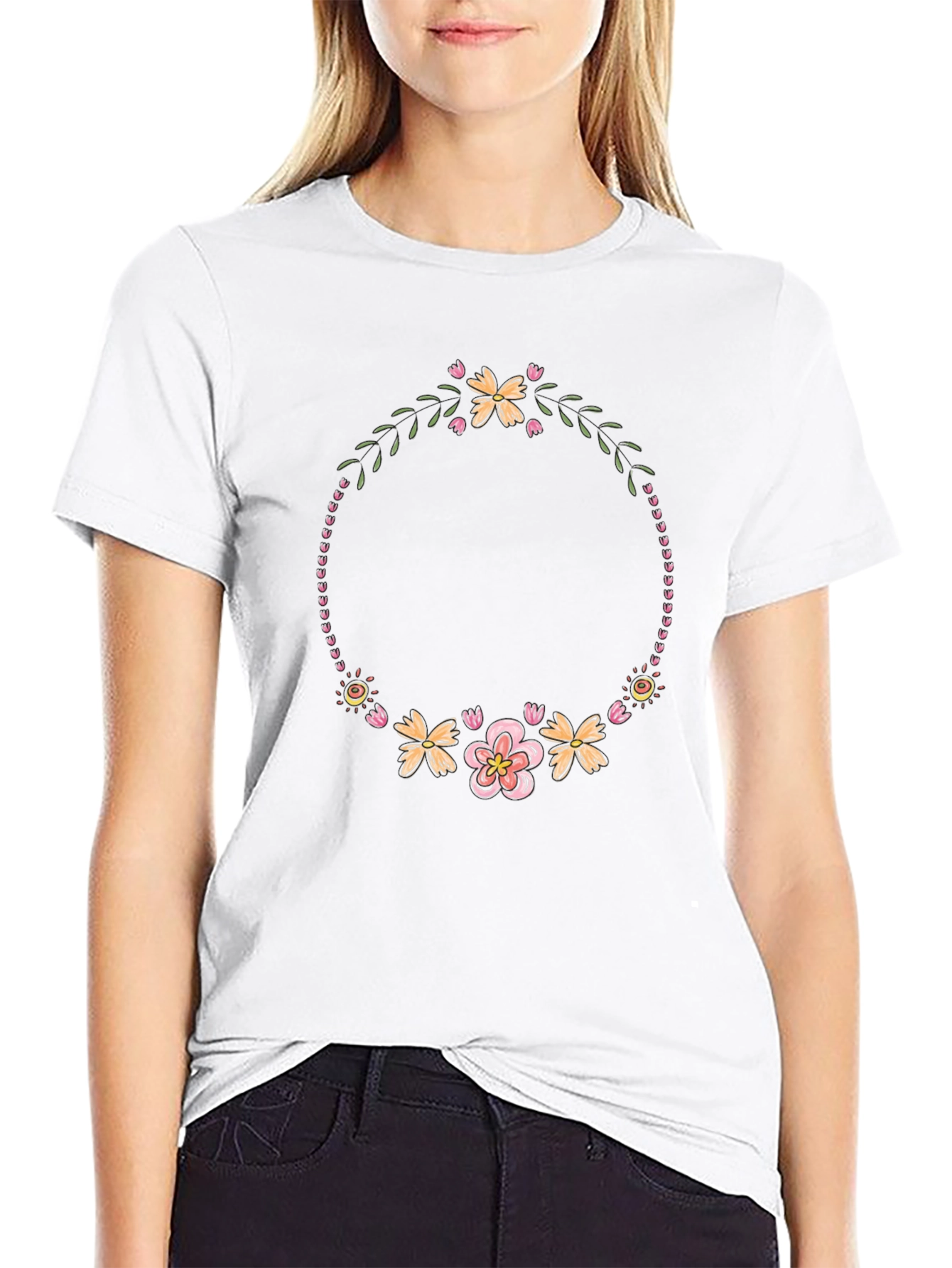 Floral Wreath T-Shirt - Black