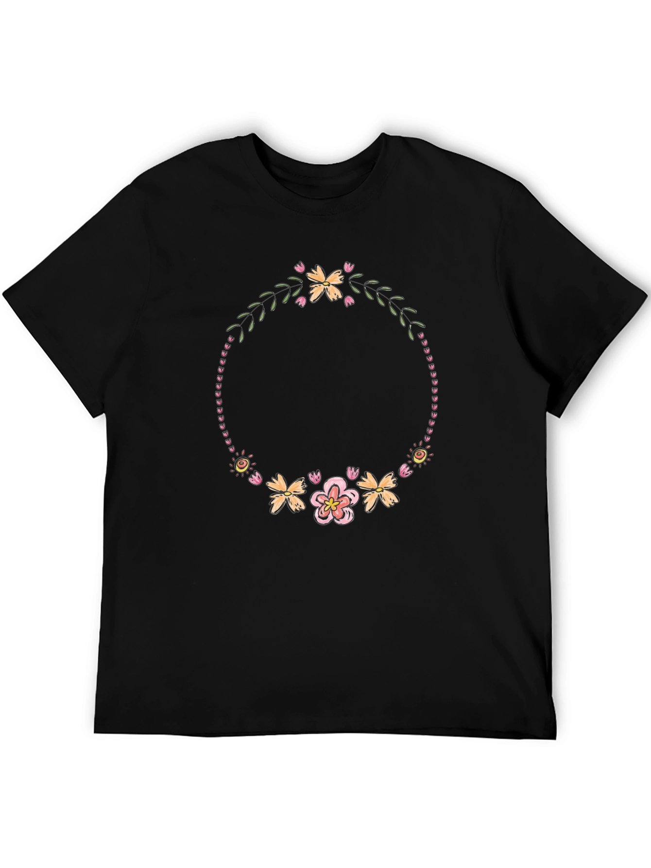 Floral Wreath T-Shirt - Black