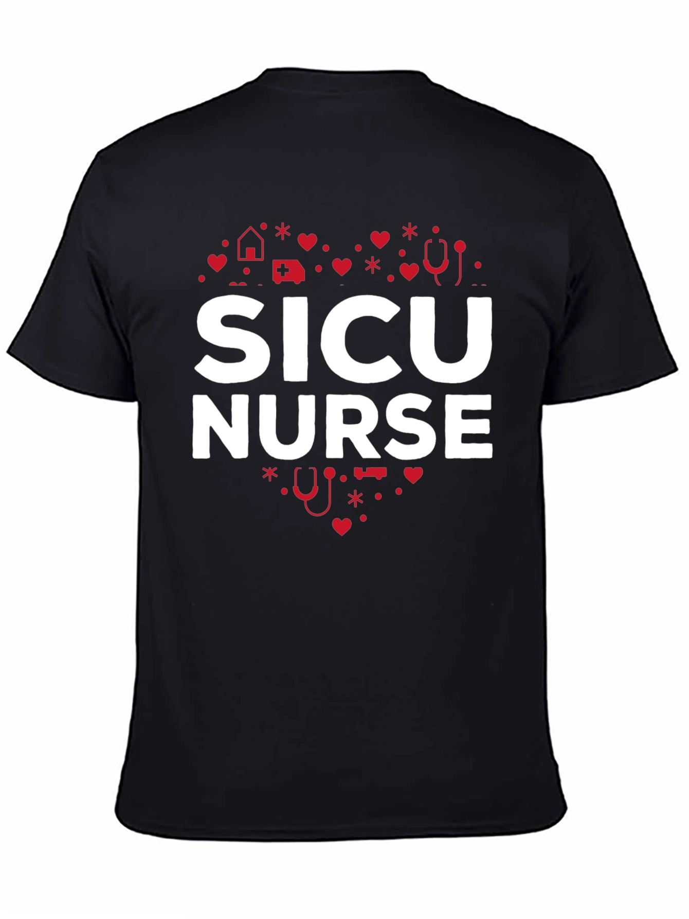 SICU Nurse Heart Graphic Tee - Black
