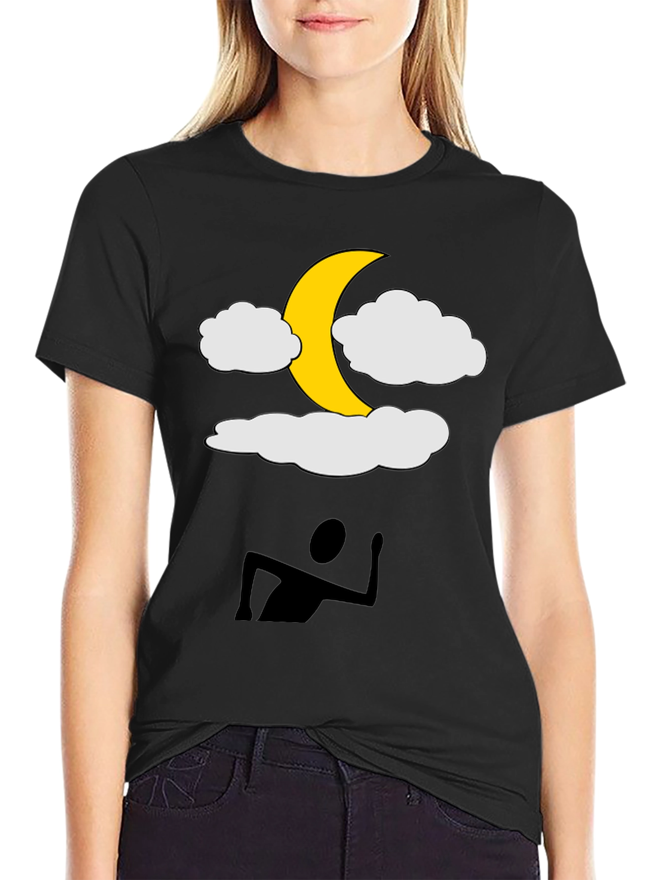 Moonlit Dreams Tee - Fun Graphic Black T-Shirt