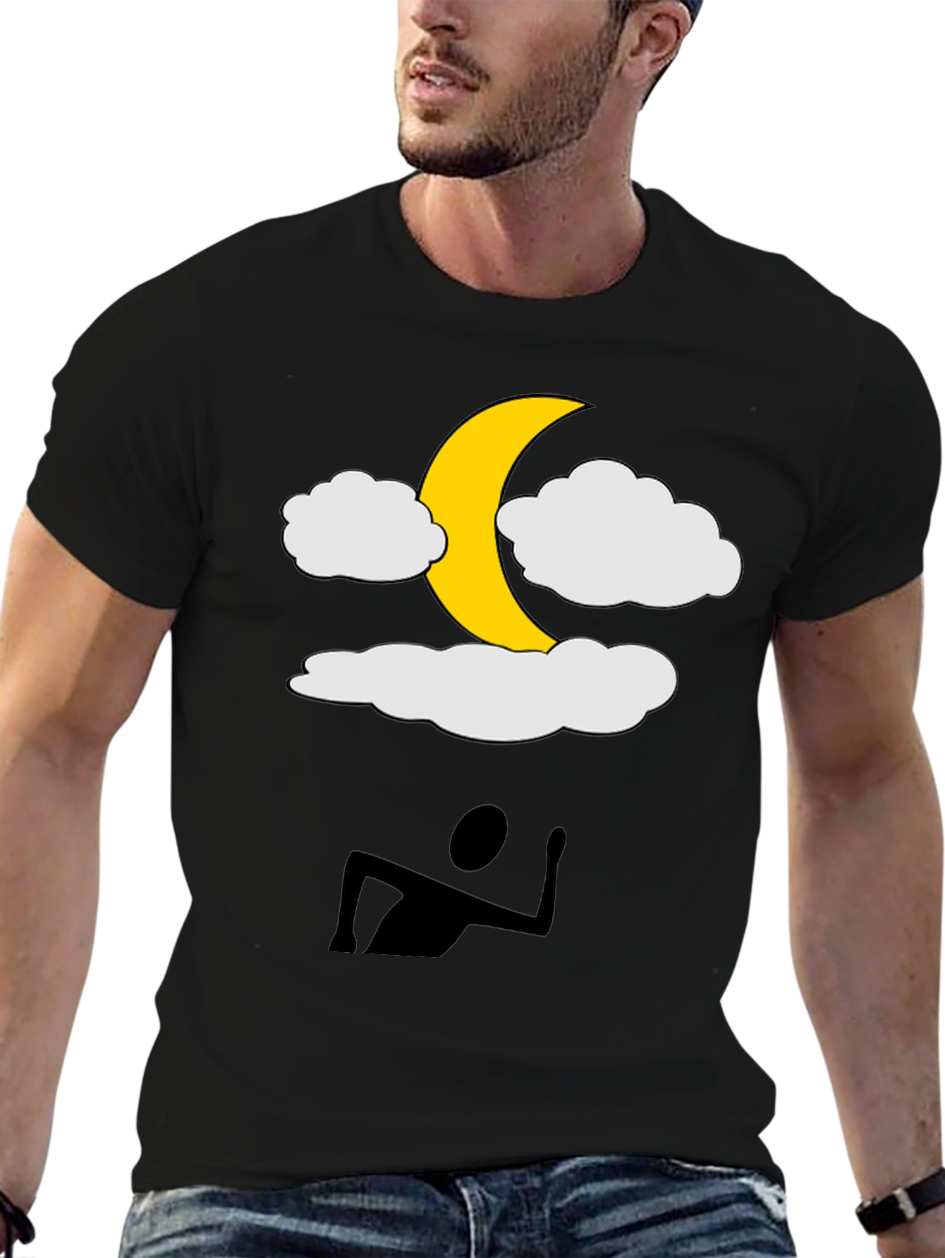 Moonlit Dreams Tee - Fun Graphic Black T-Shirt