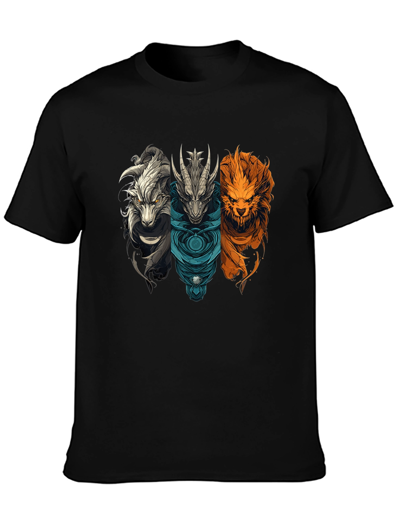 Mythical Beast T-Shirt - Dragon Wolf Lion Graphic Tee