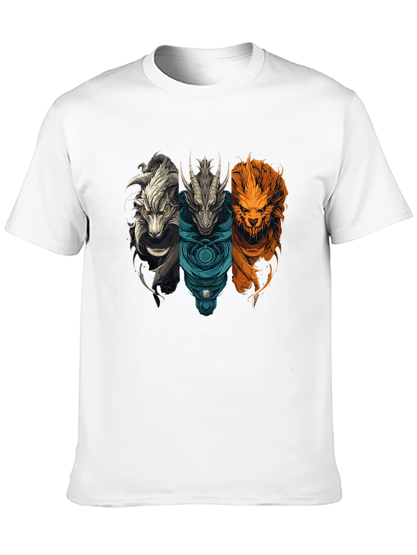 Mythical Beast T-Shirt - Dragon Wolf Lion Graphic Tee