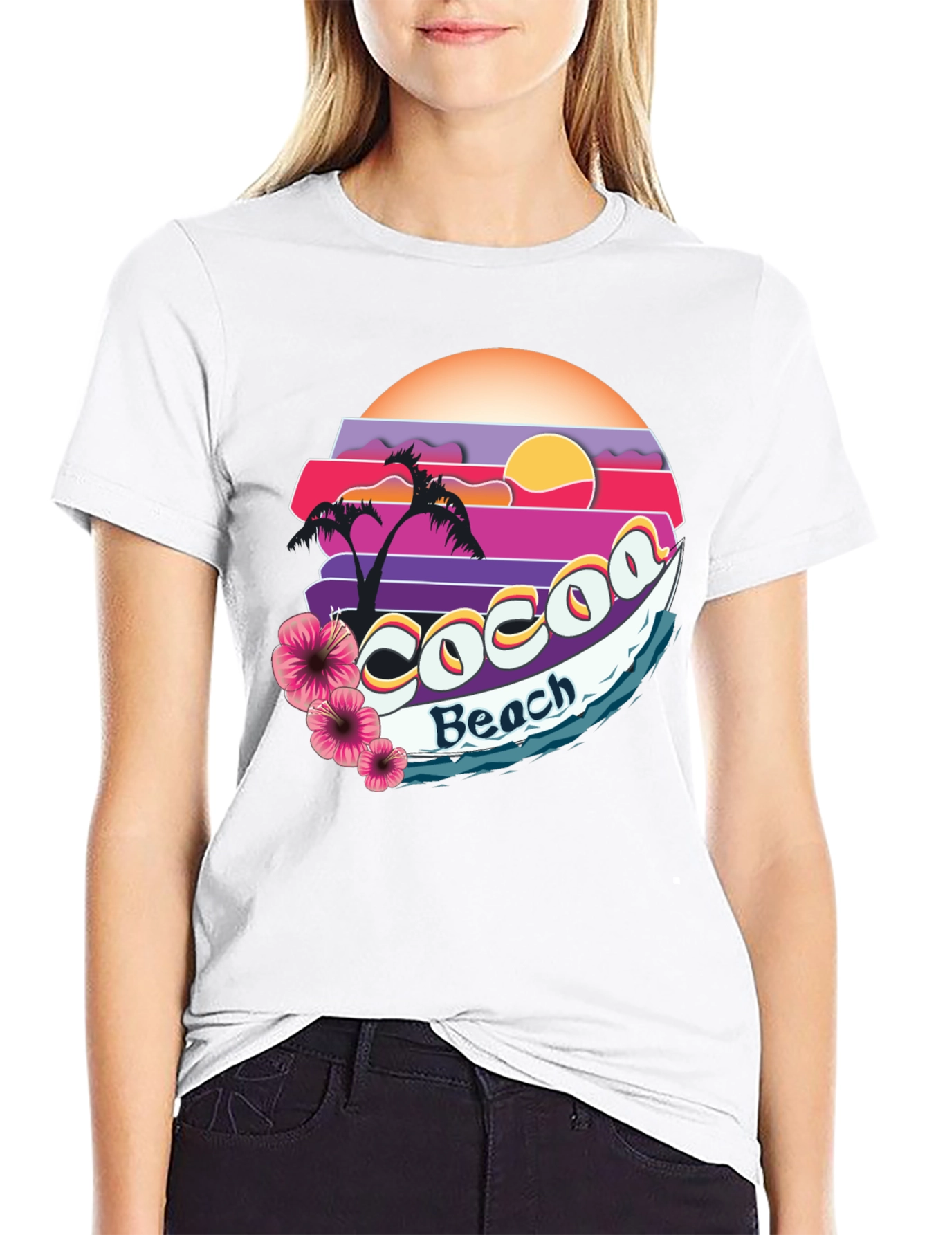 Cocoa Beach Retro Sunset Graphic Tee