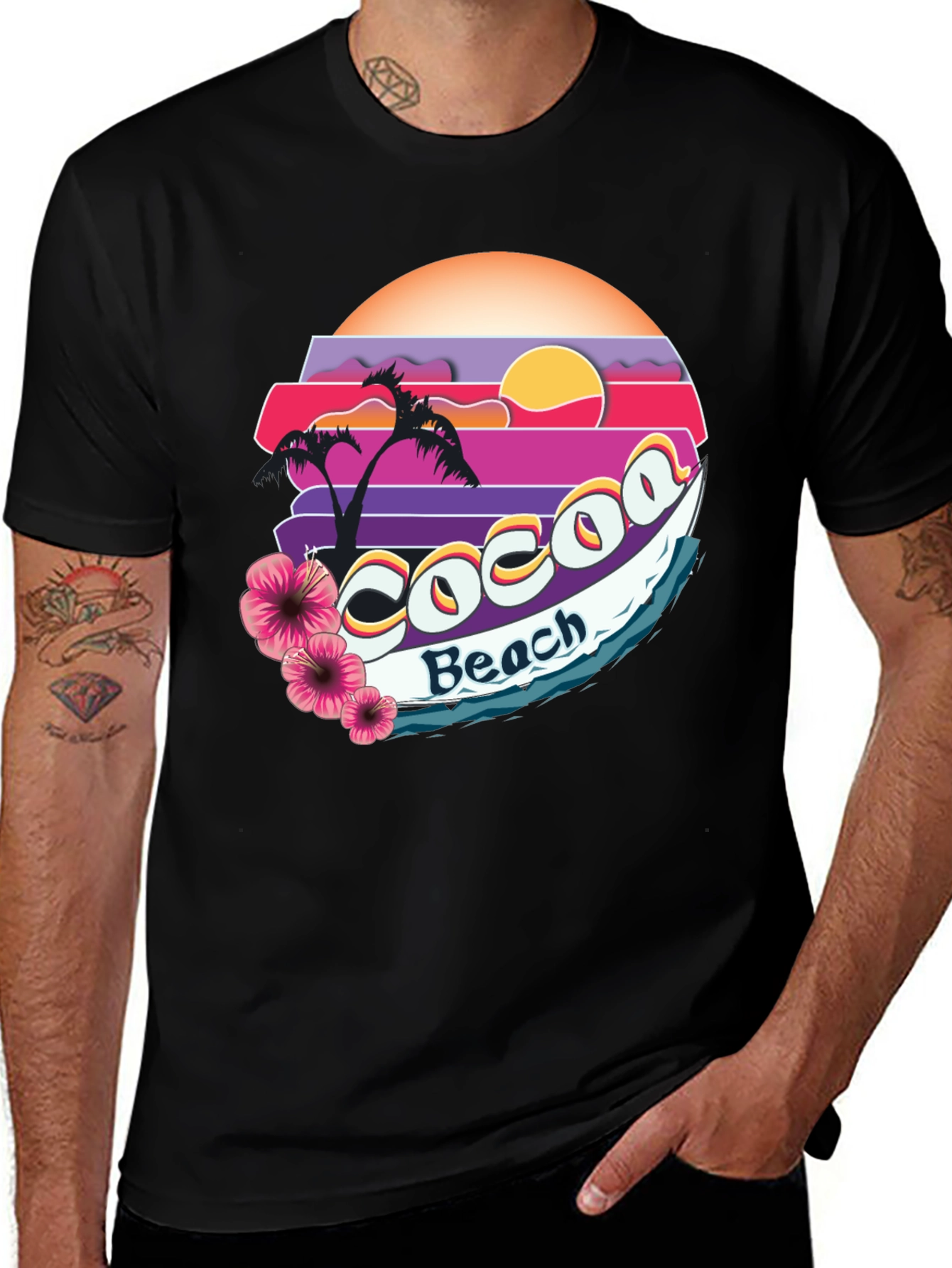 Cocoa Beach Retro Sunset Graphic Tee