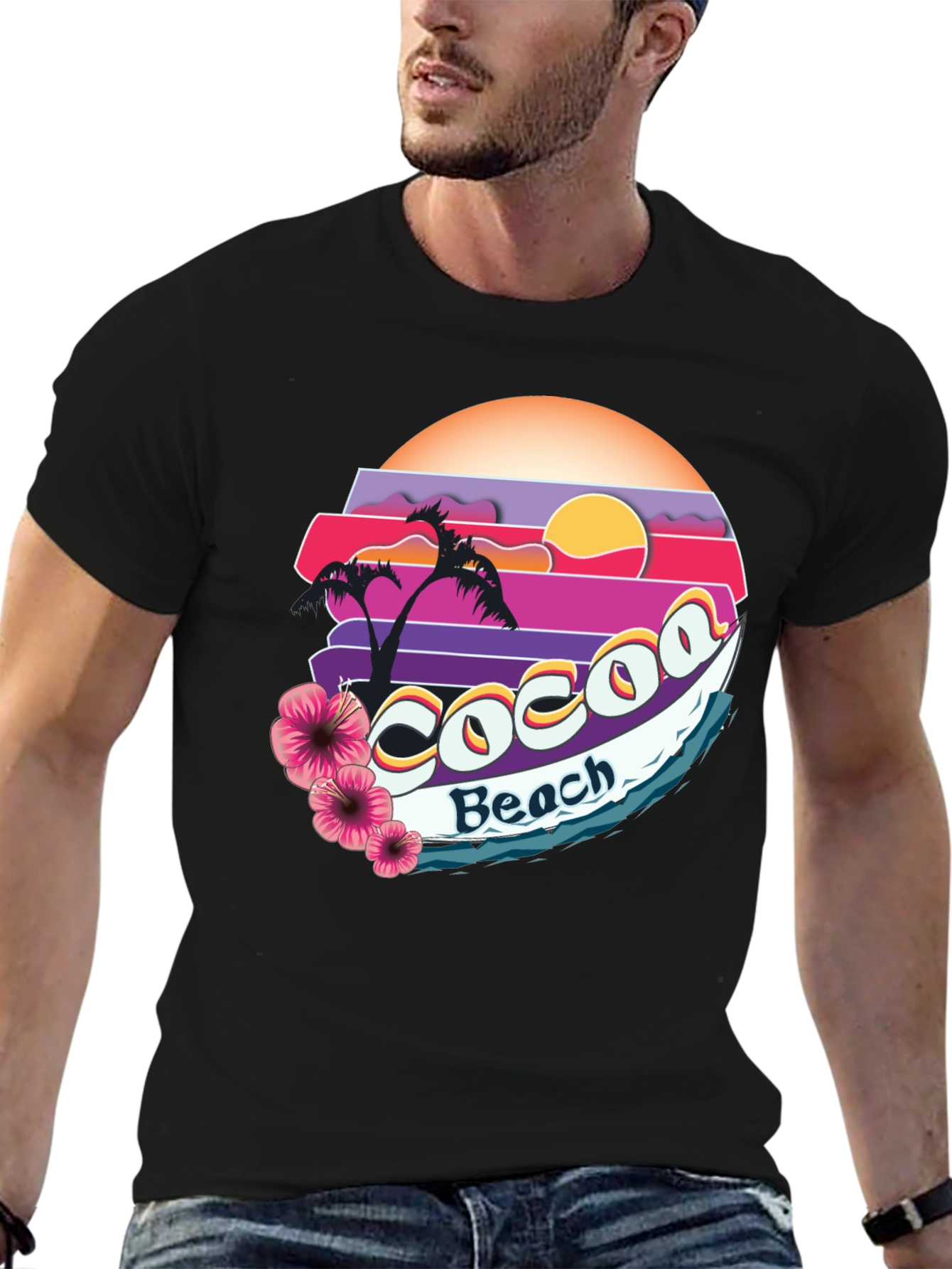 Cocoa Beach Retro Sunset Graphic Tee