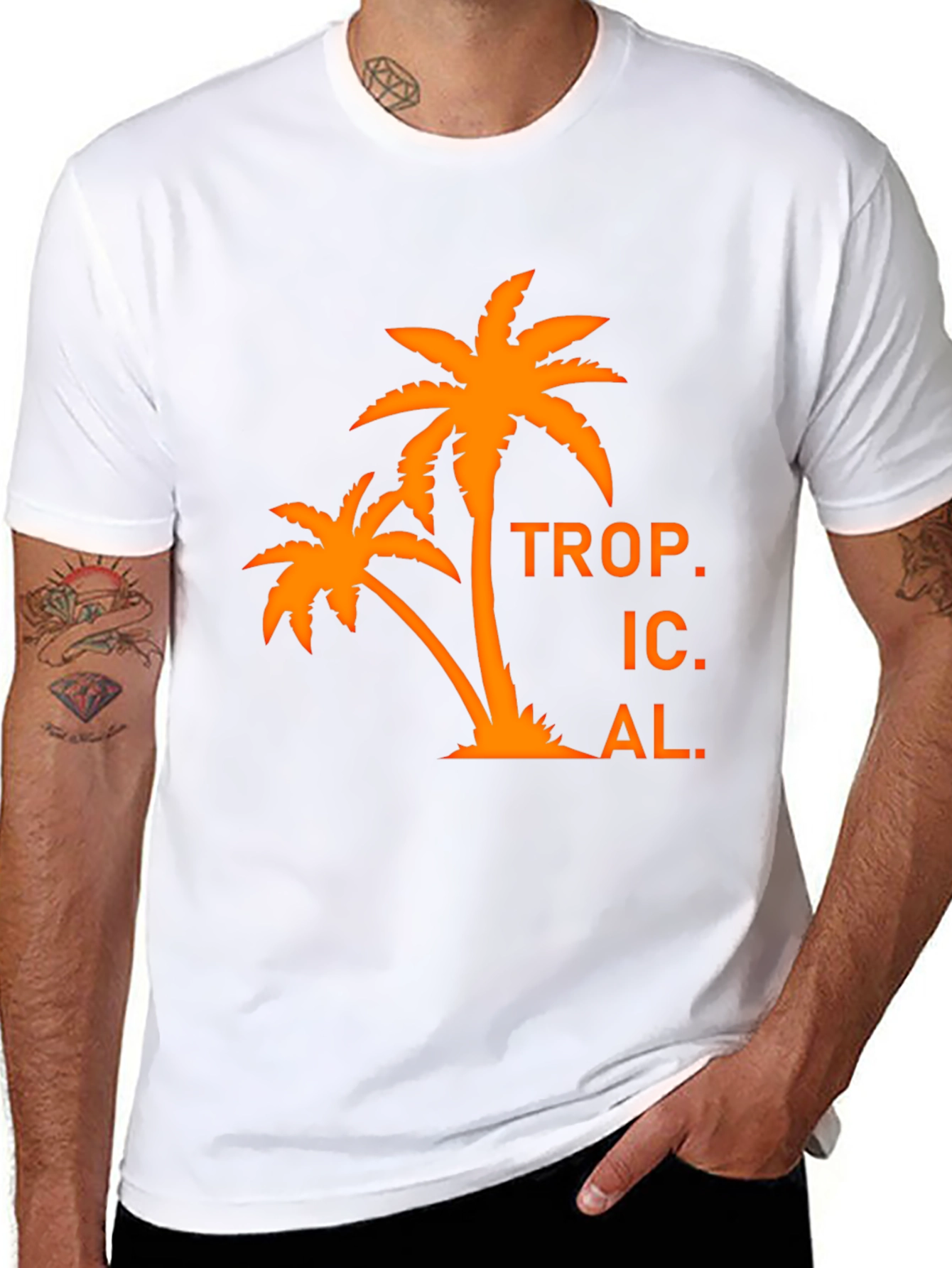 Tropical Palm Tree Graphic T-Shirt - Black
