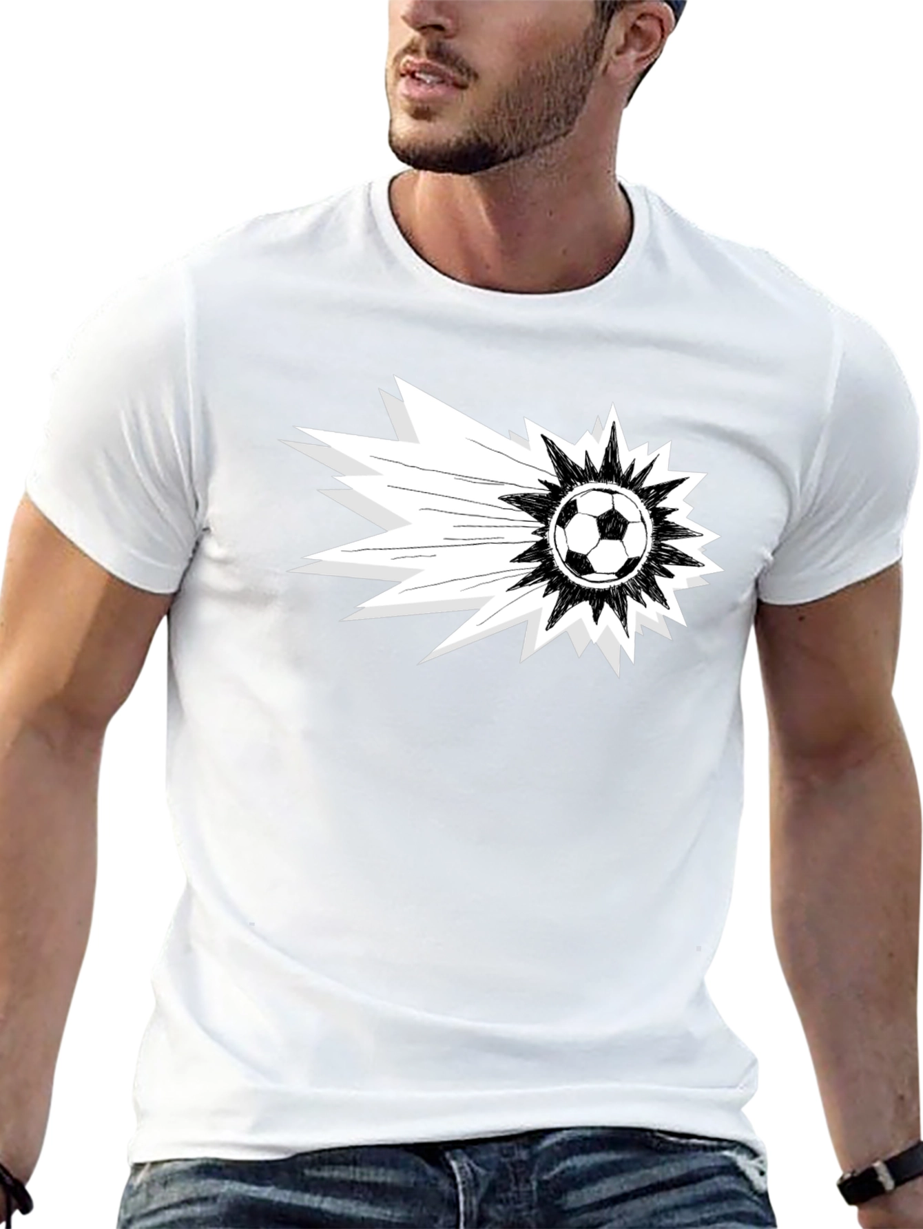 Soccer Blast Graphic Tee - Black Cotton T-Shirt