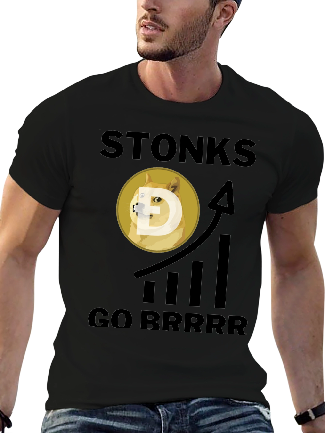 Stonks Go Brrr Black Graphic Tee