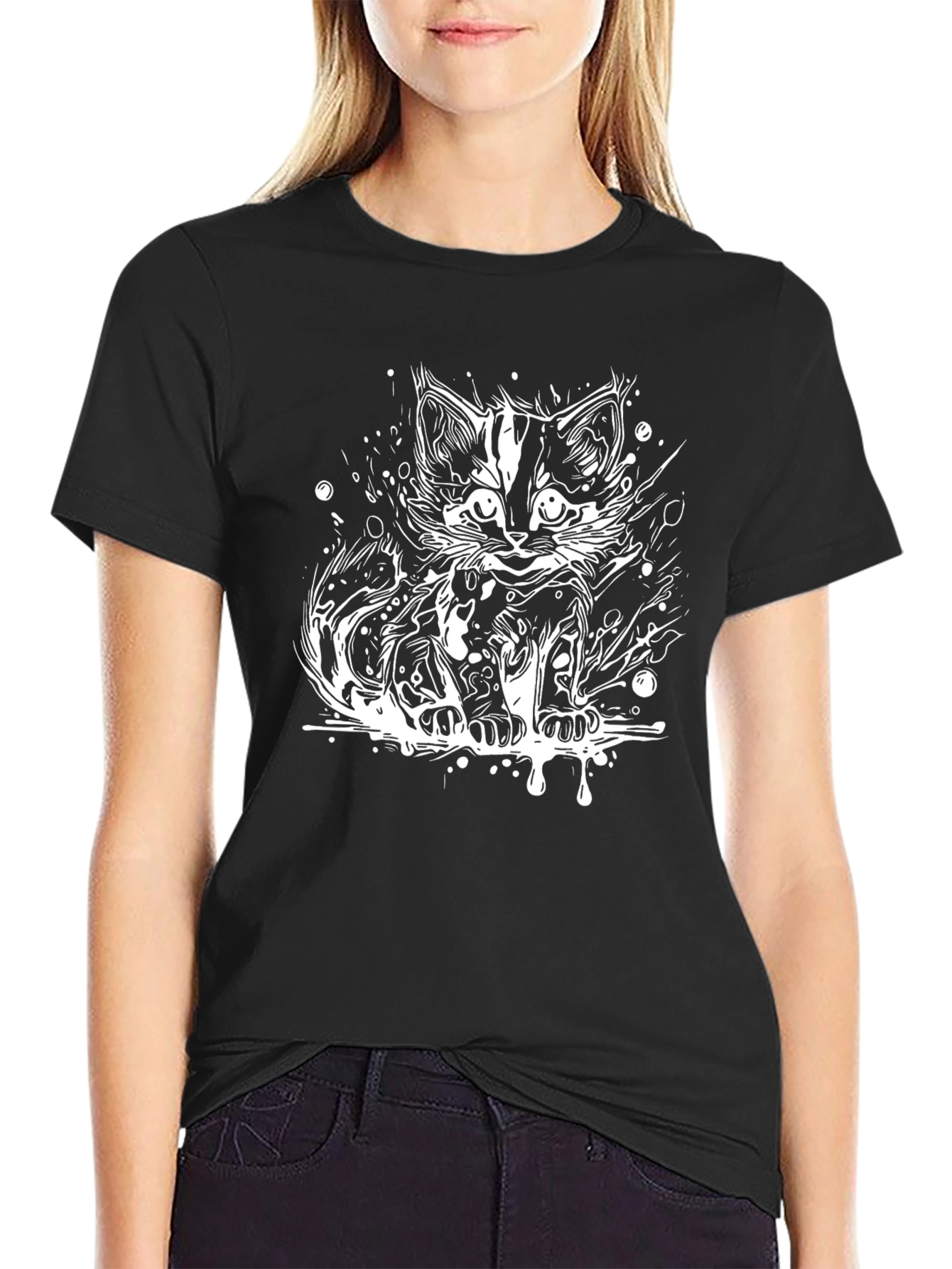 Cool Cat Graphic Tee - Modern Black T-Shirt