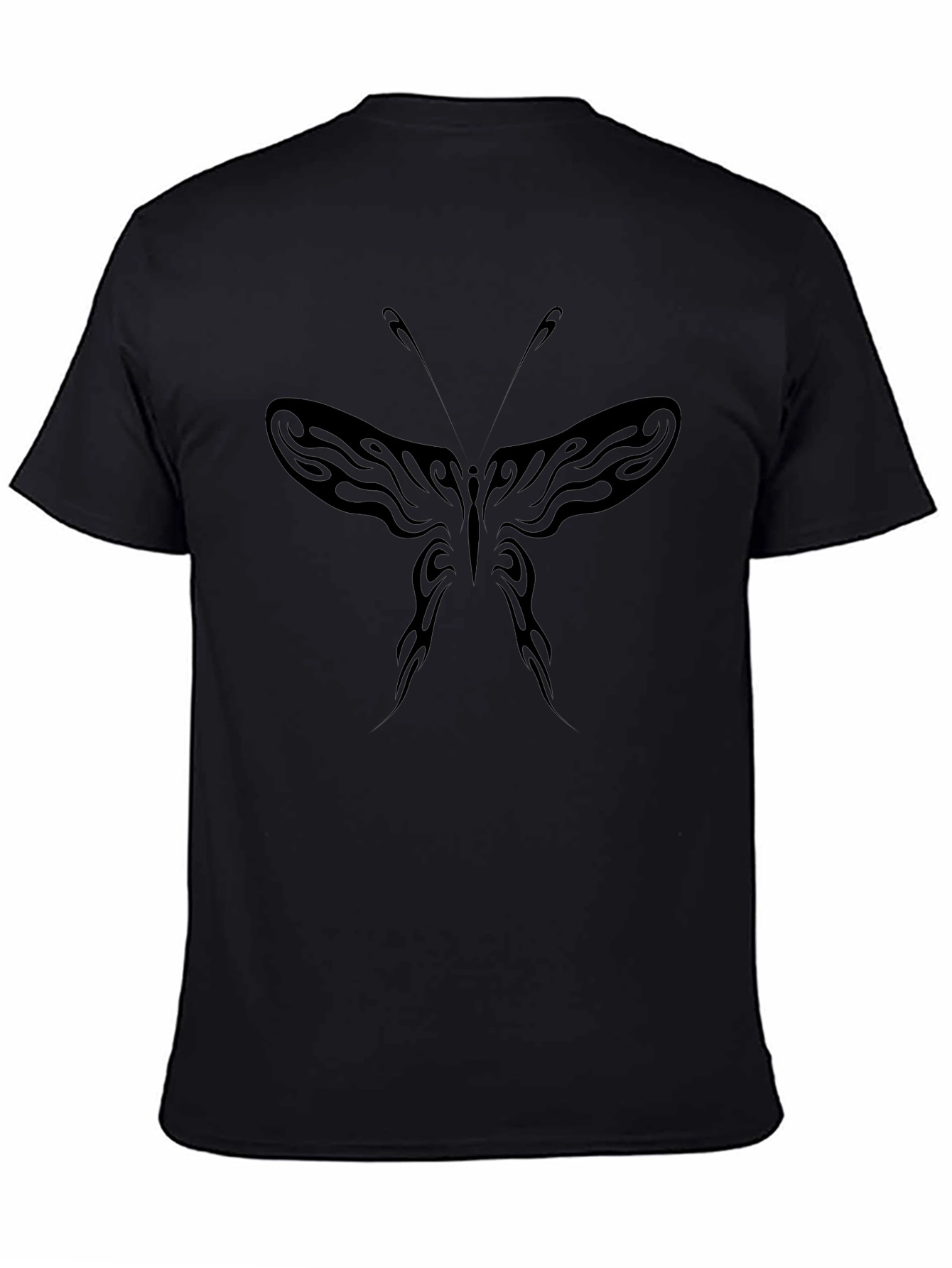 Mens Black Butterfly Tattoo Style Graphic Tee