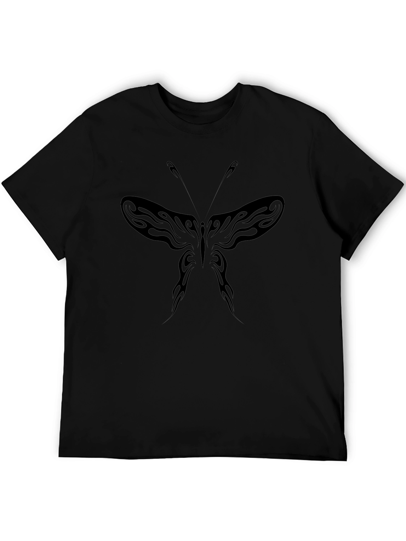 Mens Black Butterfly Tattoo Style Graphic Tee